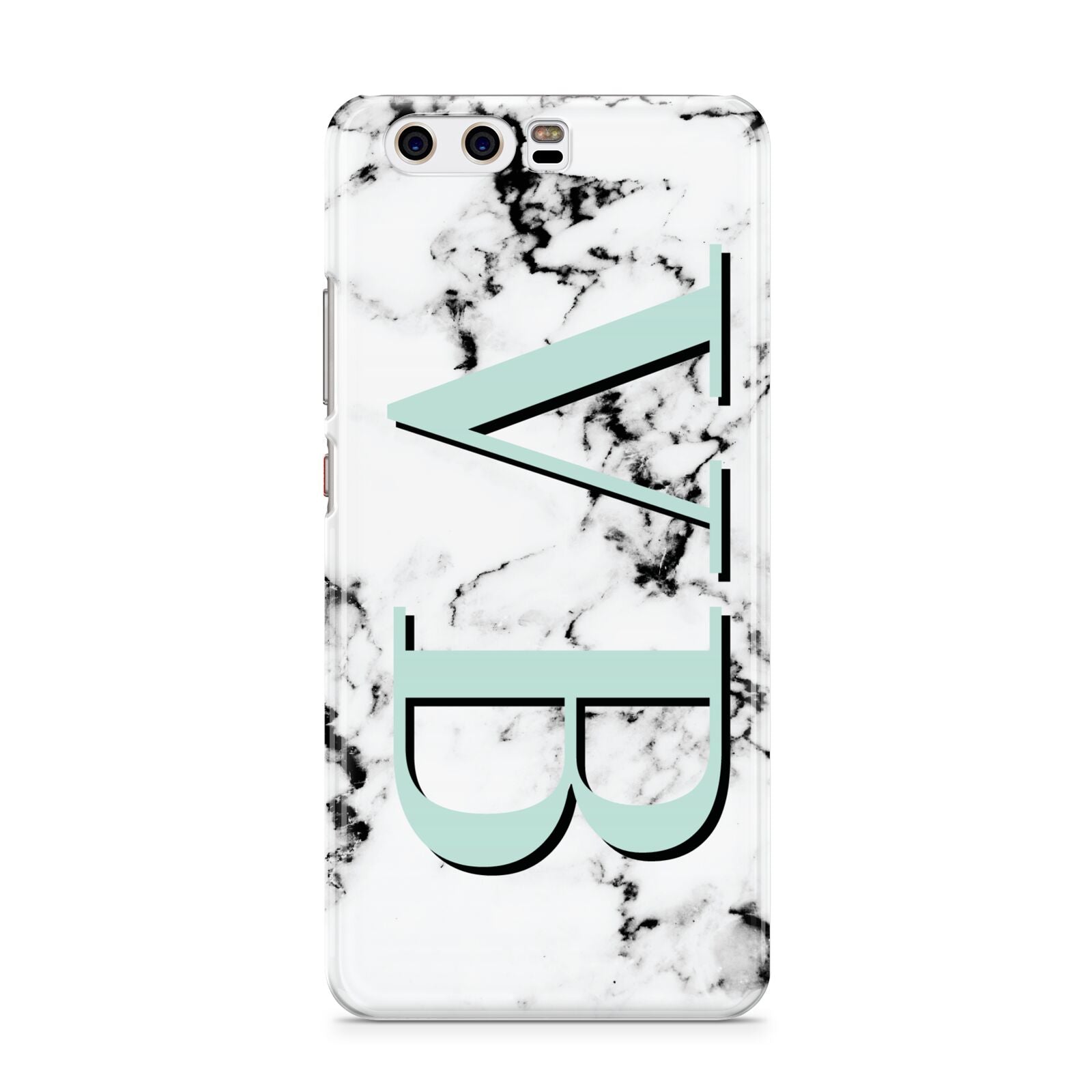 Personalised Mint Big Initials Marble Huawei P10 Phone Case