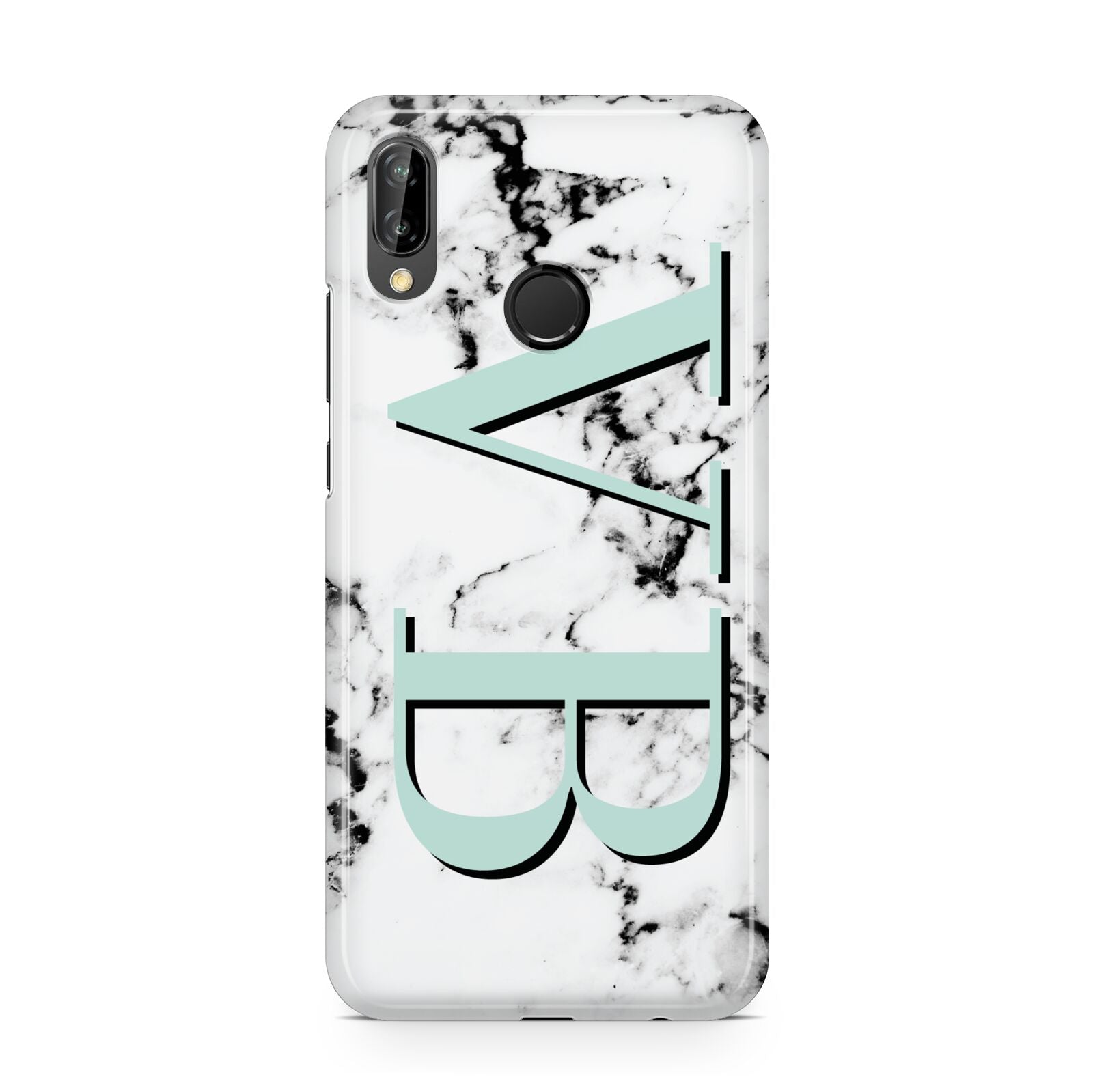 Personalised Mint Big Initials Marble Huawei P20 Lite Phone Case