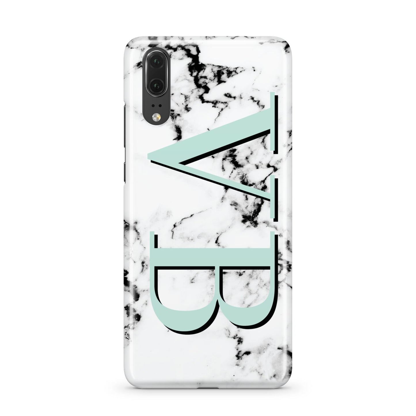 Personalised Mint Big Initials Marble Huawei P20 Phone Case