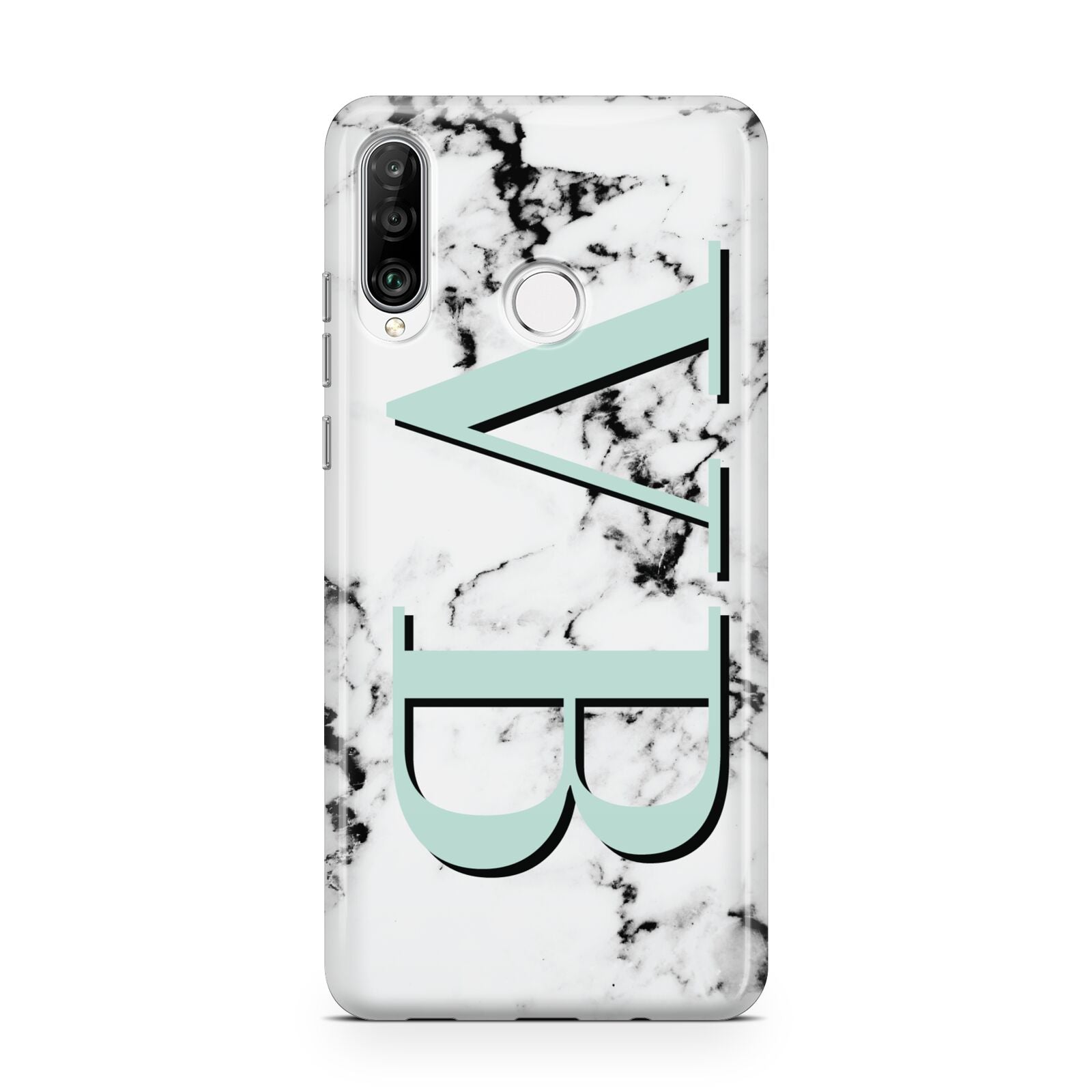 Personalised Mint Big Initials Marble Huawei P30 Lite Phone Case