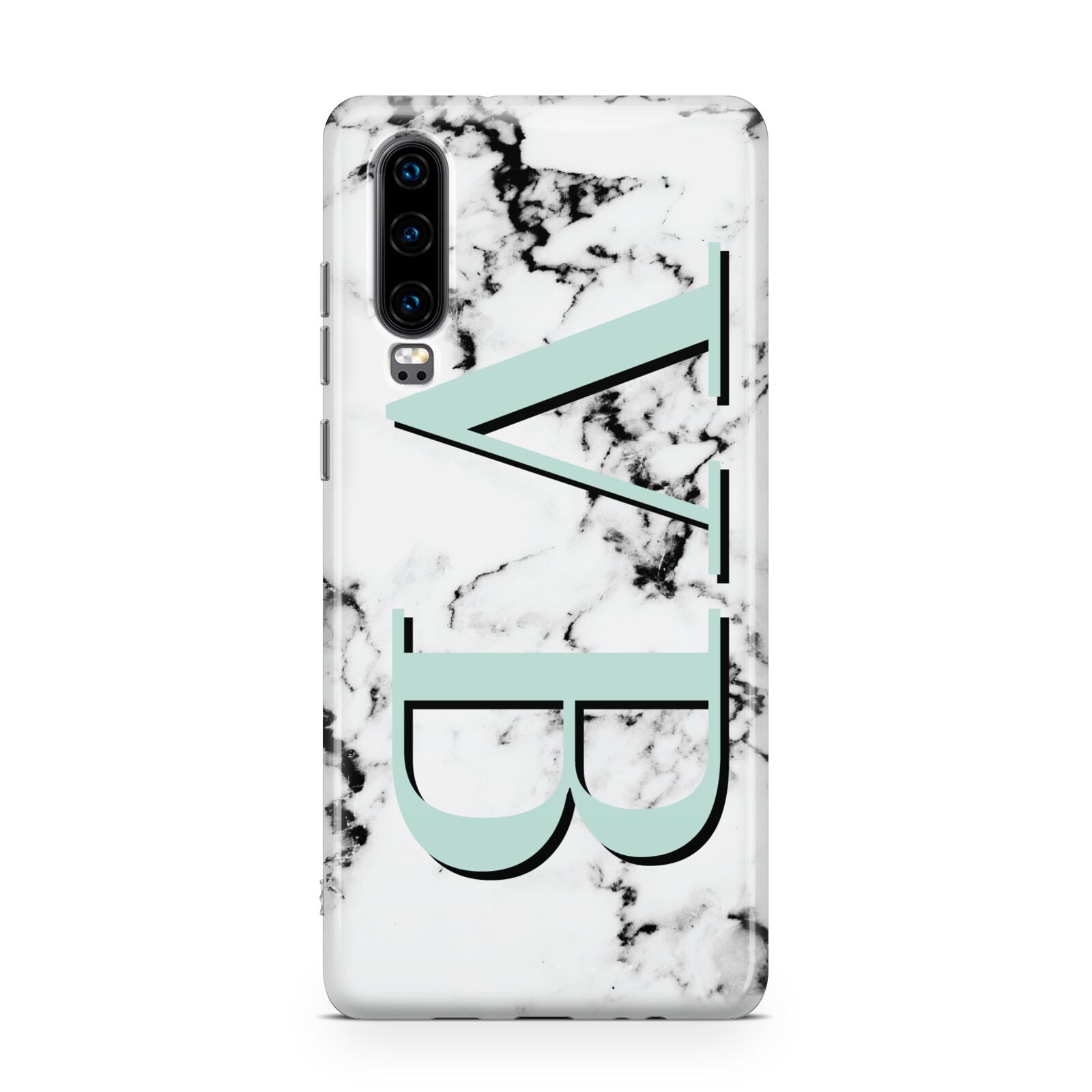 Personalised Mint Big Initials Marble Huawei P30 Phone Case