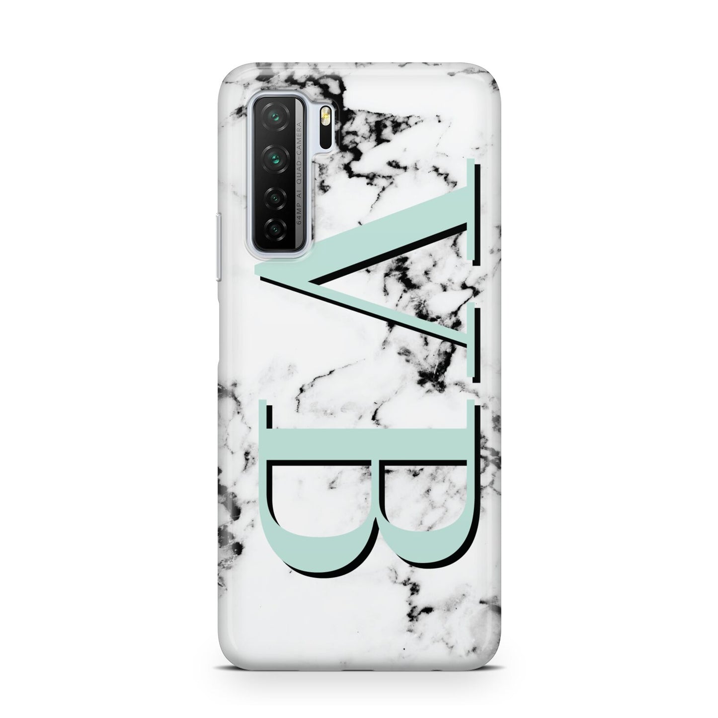 Personalised Mint Big Initials Marble Huawei P40 Lite 5G Phone Case