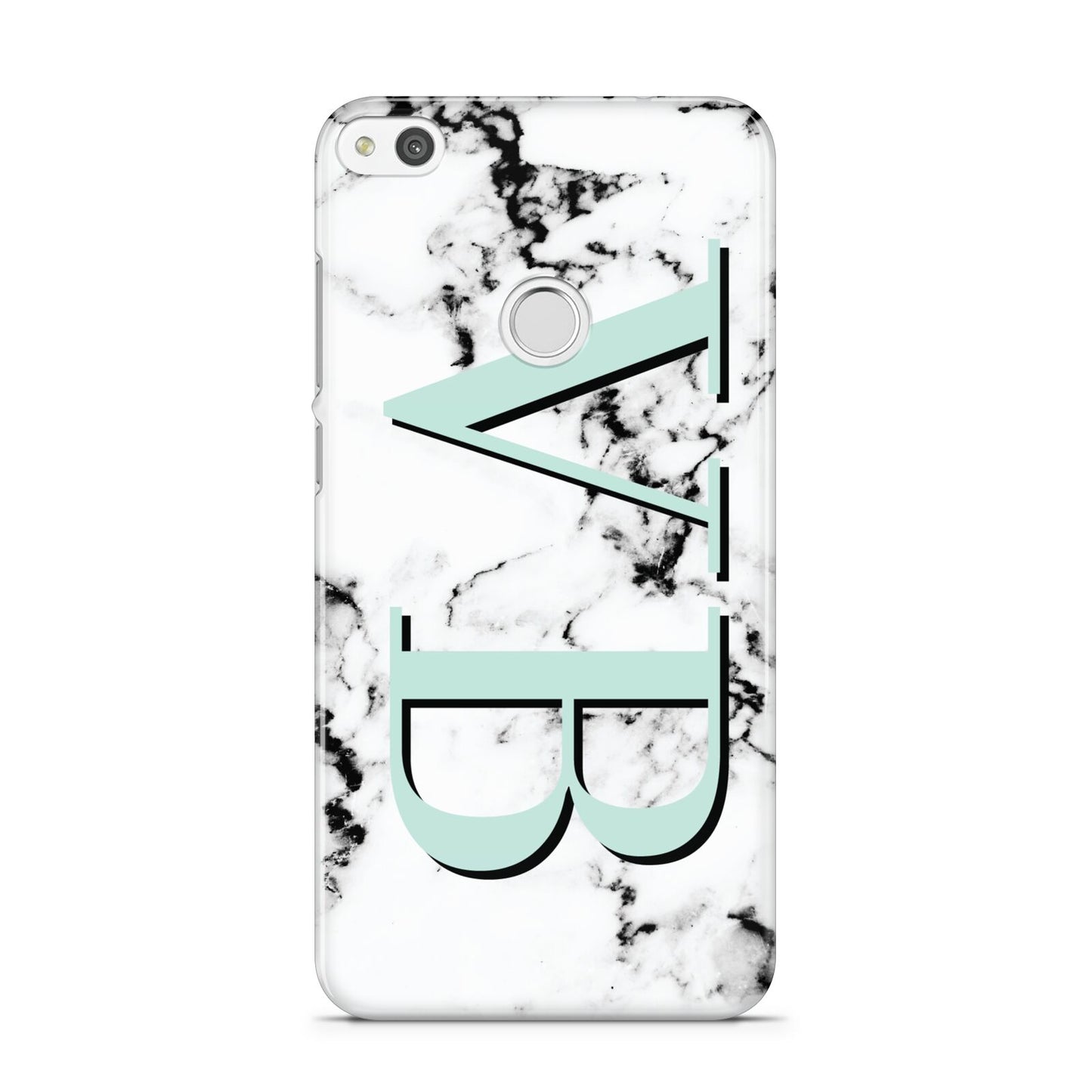 Personalised Mint Big Initials Marble Huawei P8 Lite Case