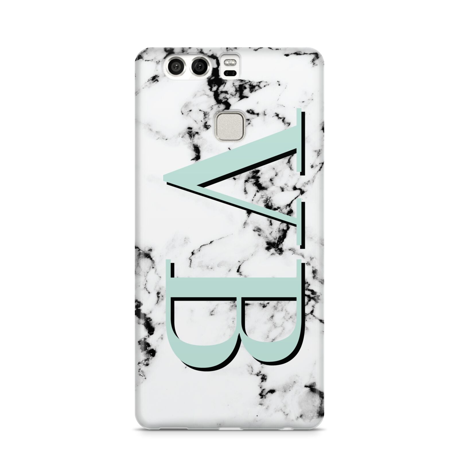 Personalised Mint Big Initials Marble Huawei P9 Case