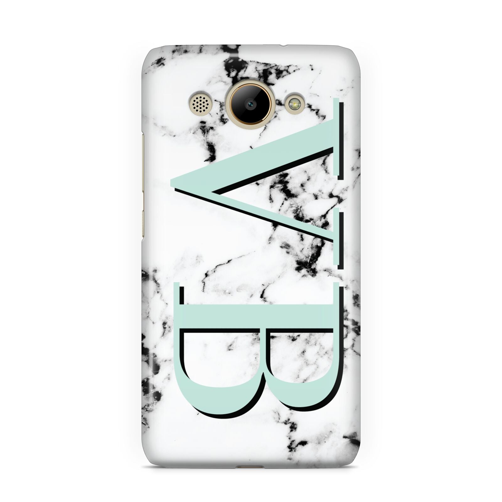 Personalised Mint Big Initials Marble Huawei Y3 2017