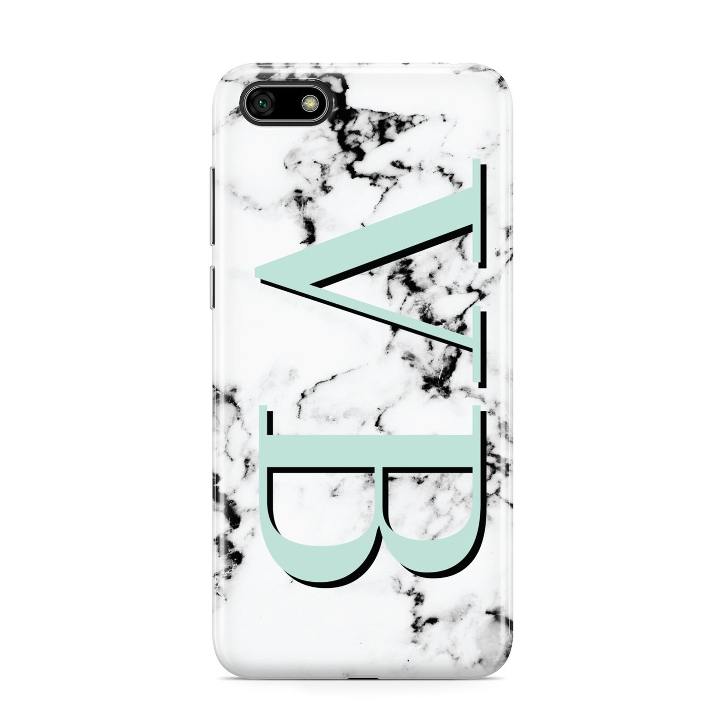 Personalised Mint Big Initials Marble Huawei Y5 Prime 2018 Phone Case