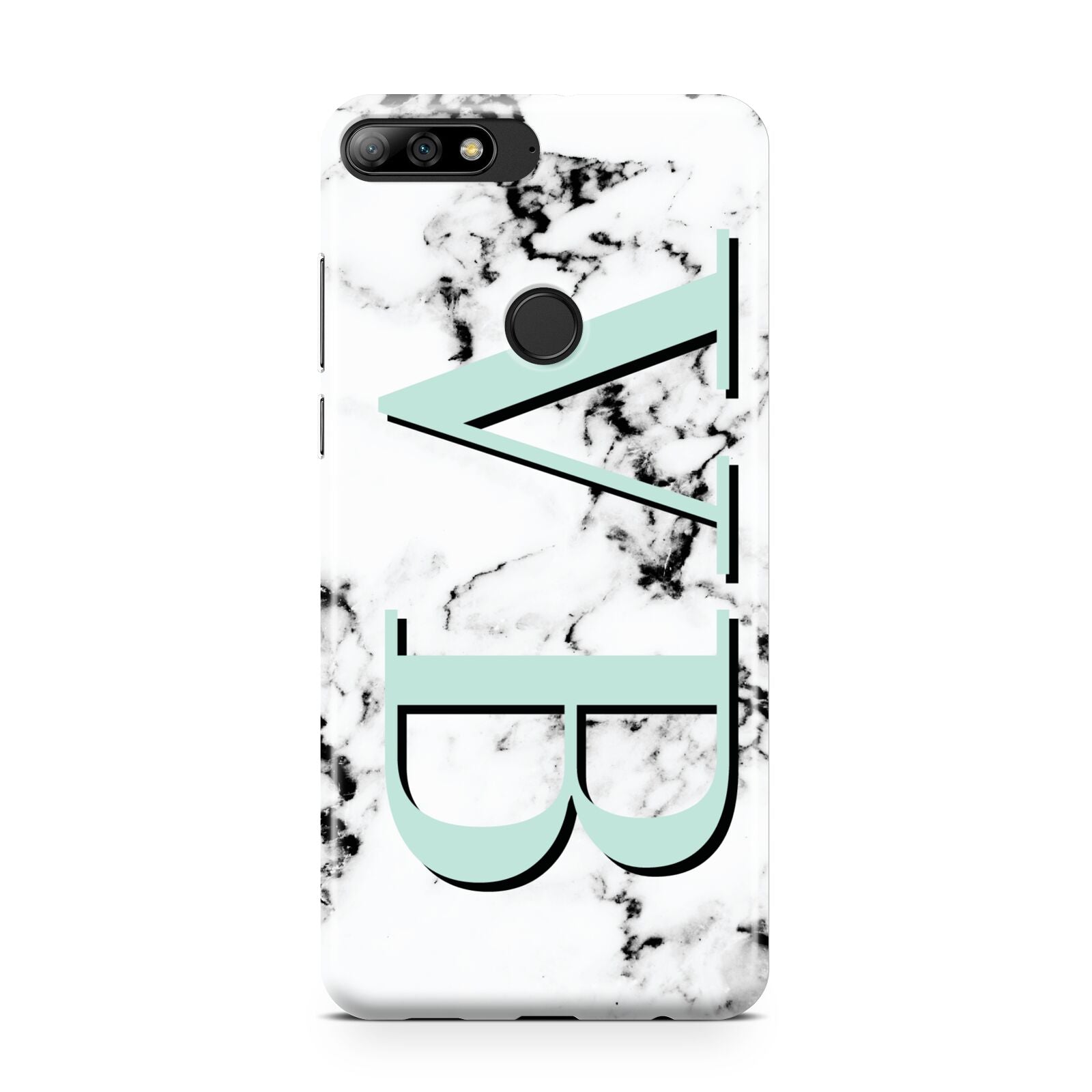 Personalised Mint Big Initials Marble Huawei Y7 2018