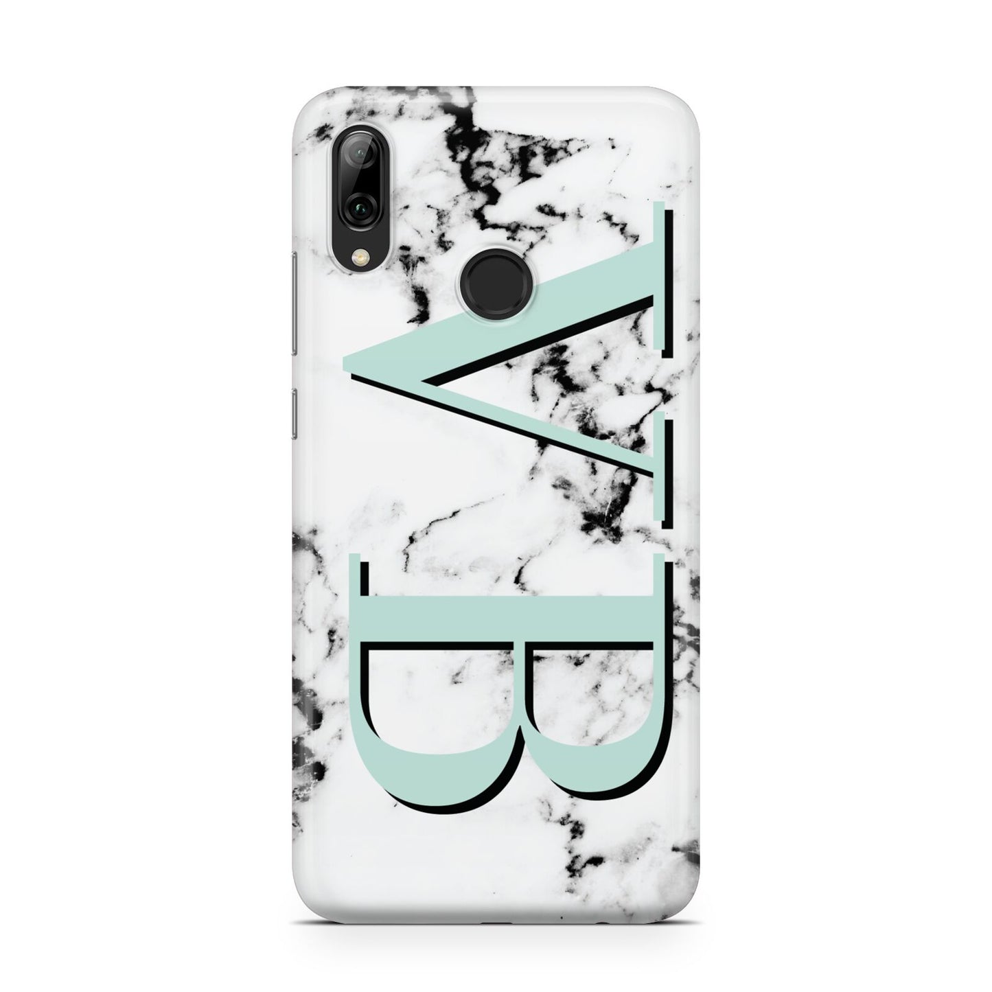 Personalised Mint Big Initials Marble Huawei Y7 2019