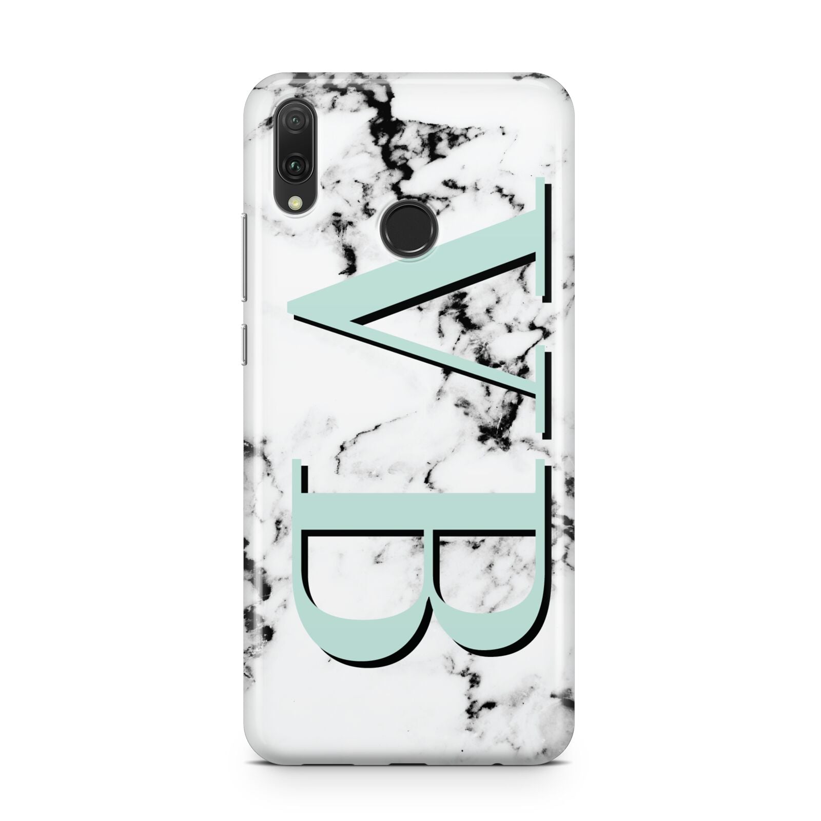 Personalised Mint Big Initials Marble Huawei Y9 2019