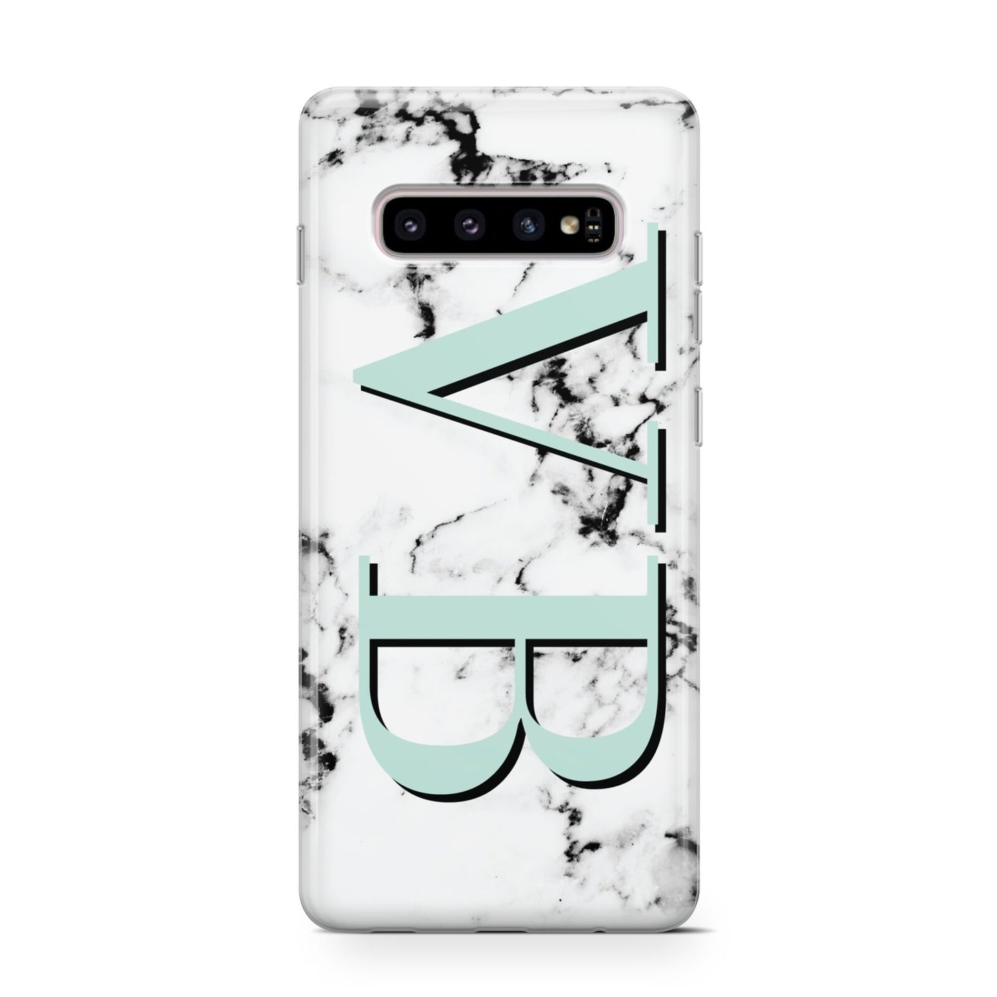 Personalised Mint Big Initials Marble Protective Samsung Galaxy Case