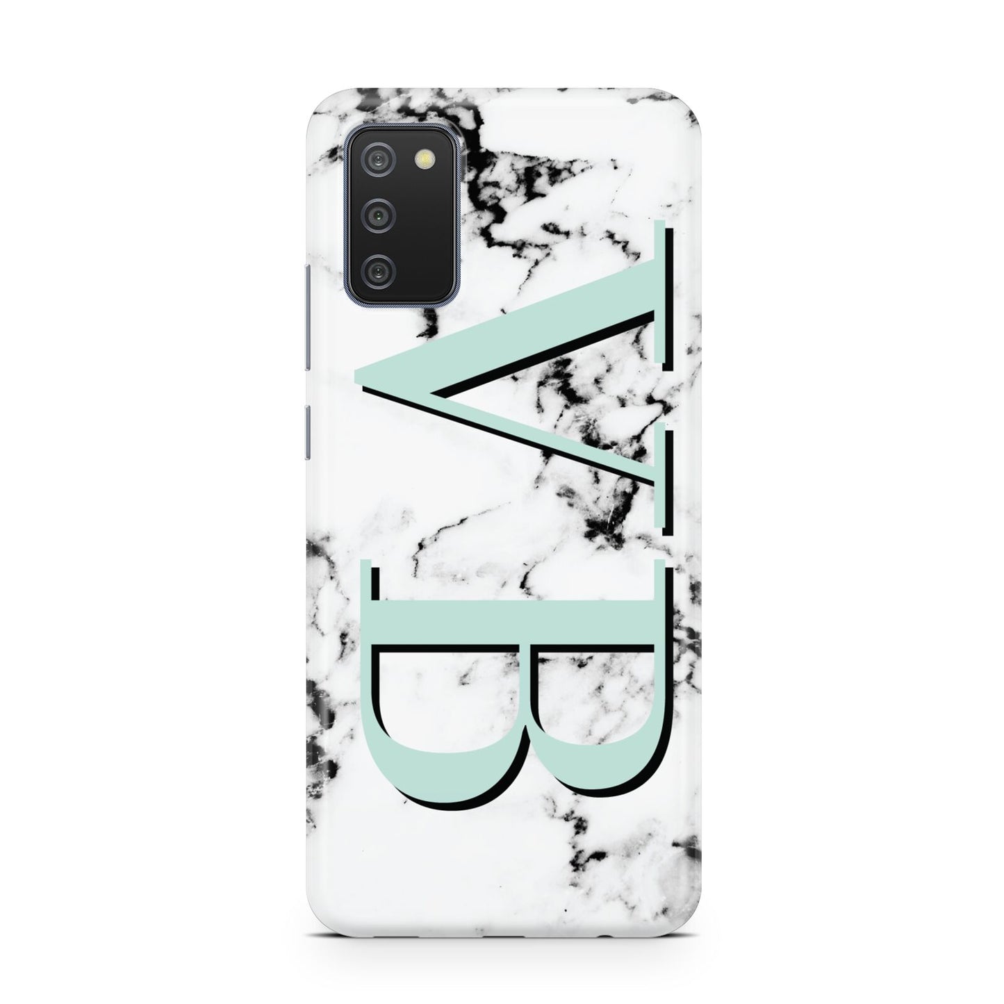 Personalised Mint Big Initials Marble Samsung A02s Case