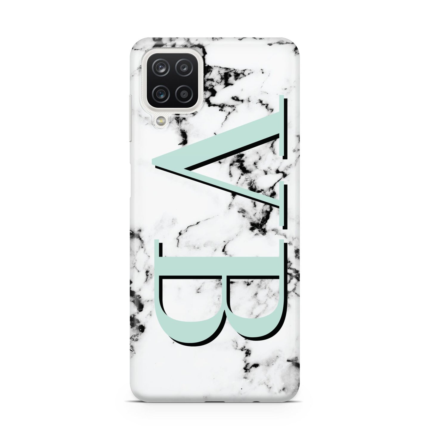 Personalised Mint Big Initials Marble Samsung A12 Case