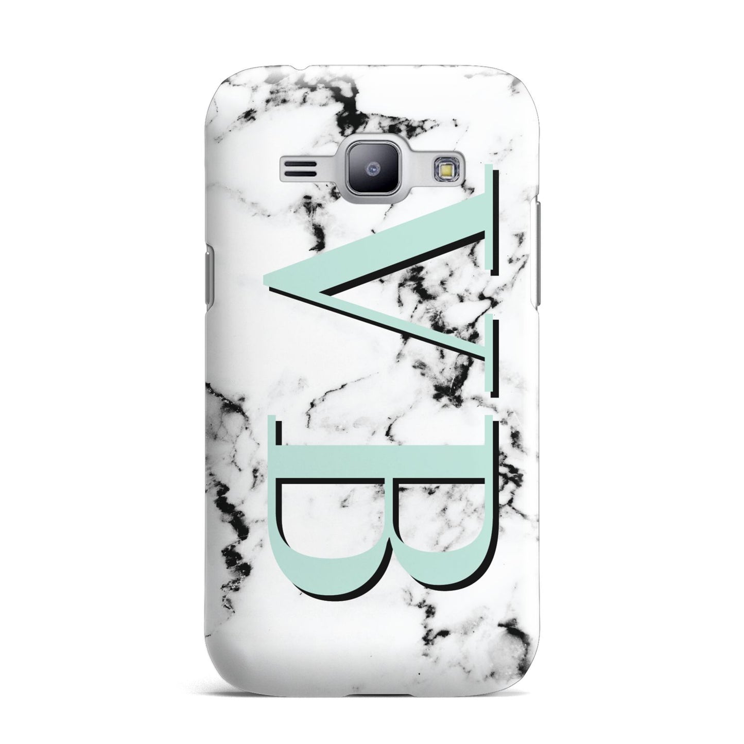 Personalised Mint Big Initials Marble Samsung Galaxy J1 2015 Case