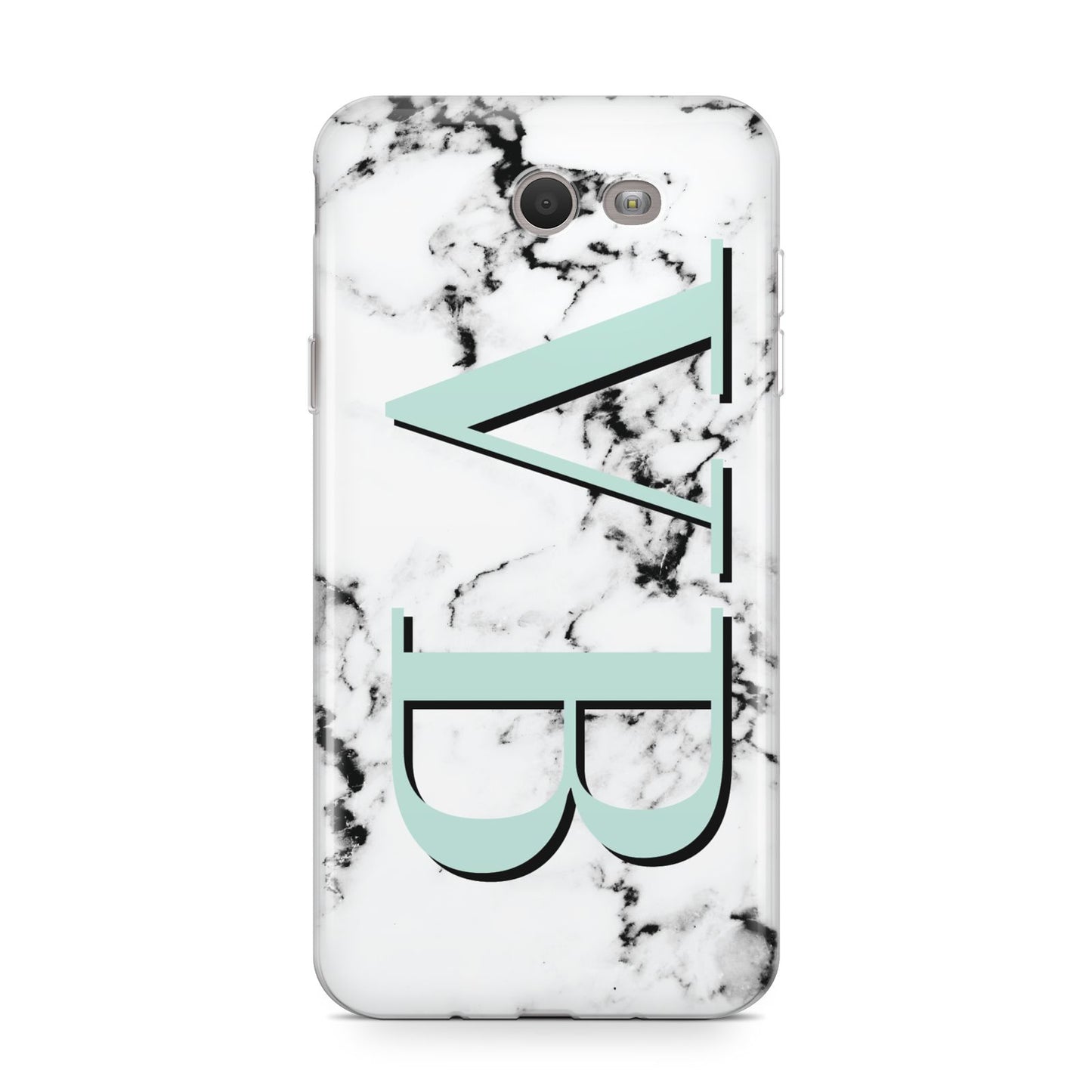 Personalised Mint Big Initials Marble Samsung Galaxy J7 2017 Case