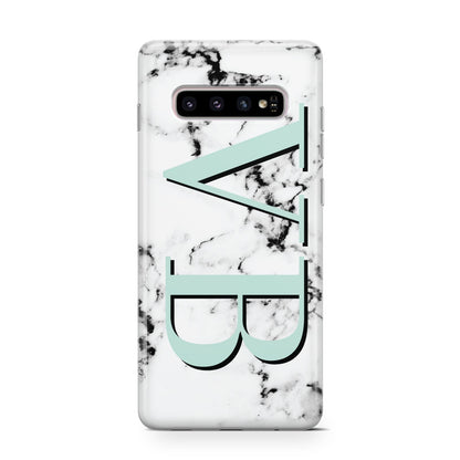 Personalised Mint Big Initials Marble Samsung Galaxy S10 Case