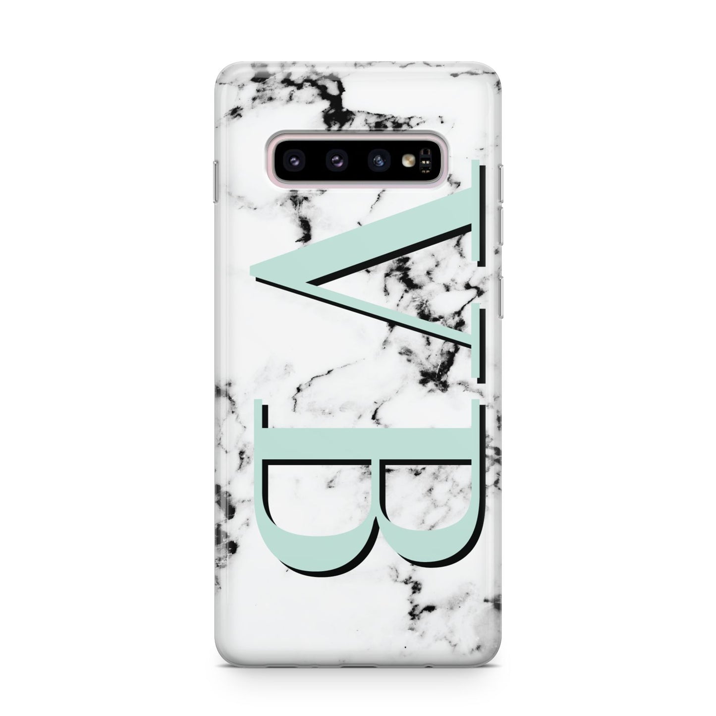 Personalised Mint Big Initials Marble Samsung Galaxy S10 Plus Case