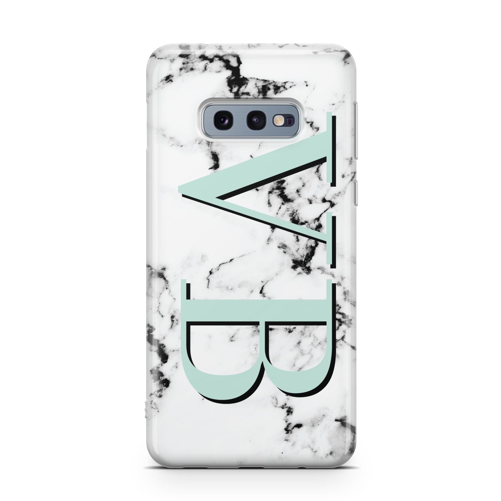 Personalised Mint Big Initials Marble Samsung Galaxy S10E Case