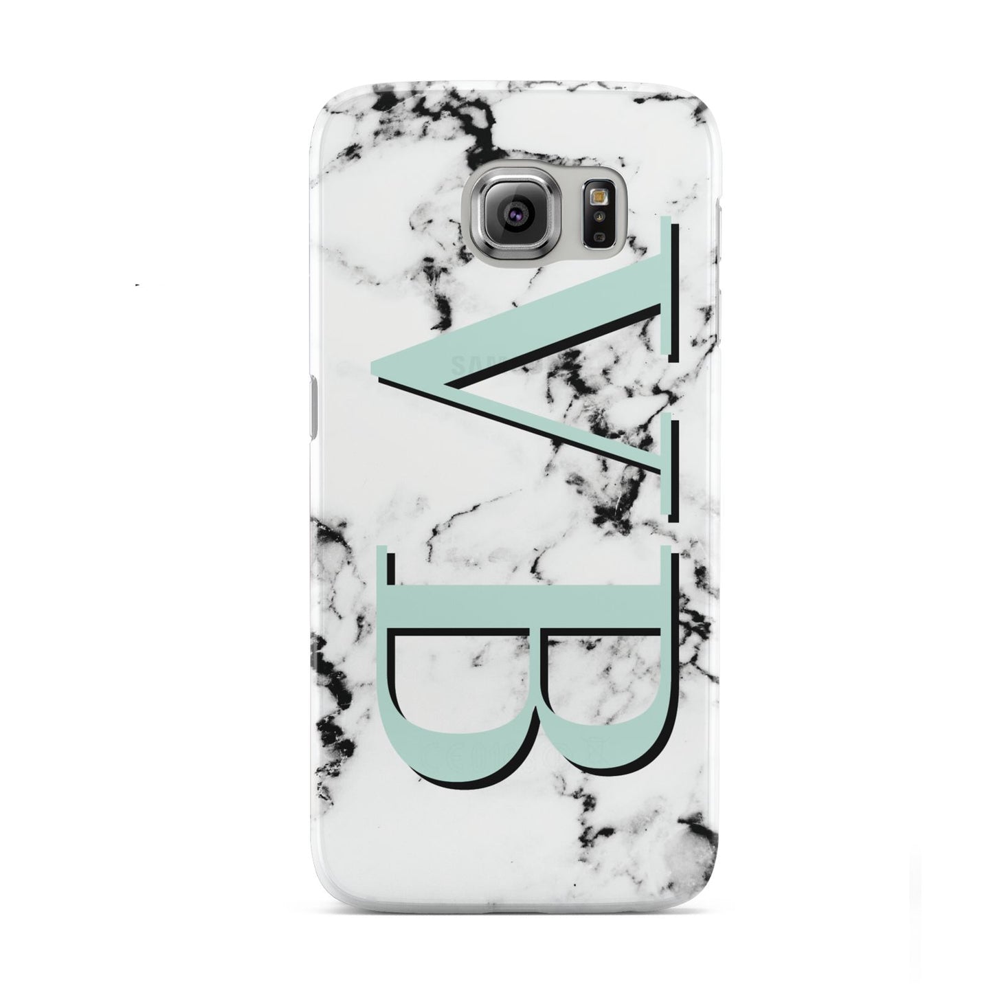 Personalised Mint Big Initials Marble Samsung Galaxy S6 Case