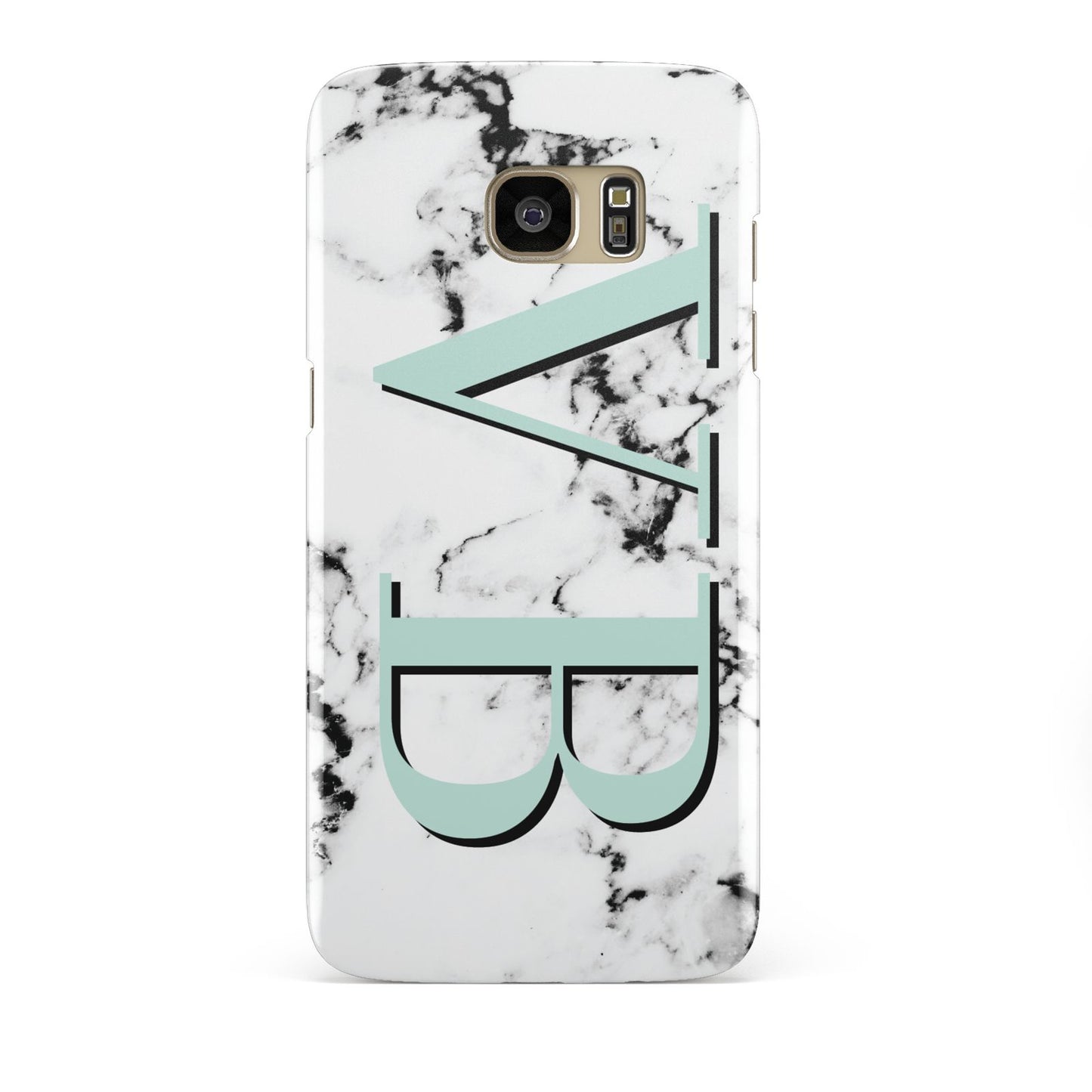 Personalised Mint Big Initials Marble Samsung Galaxy S7 Edge Case