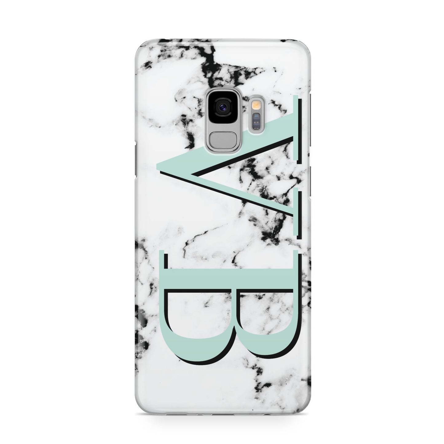 Personalised Mint Big Initials Marble Samsung Galaxy S9 Case