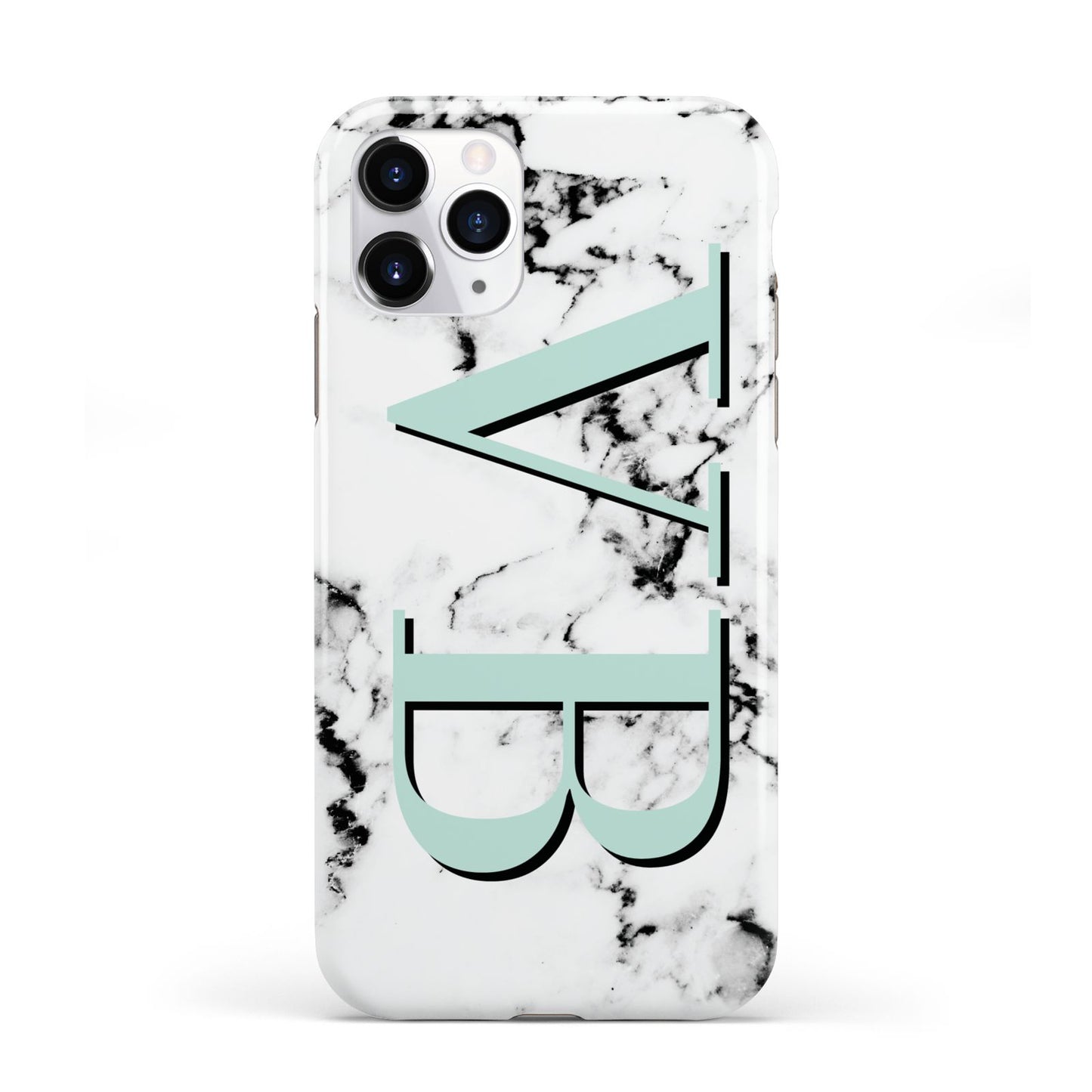 Personalised Mint Big Initials Marble iPhone 11 Pro 3D Tough Case