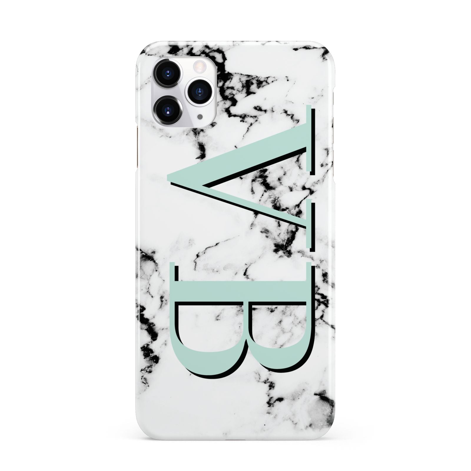 Personalised Mint Big Initials Marble iPhone 11 Pro Max 3D Snap Case