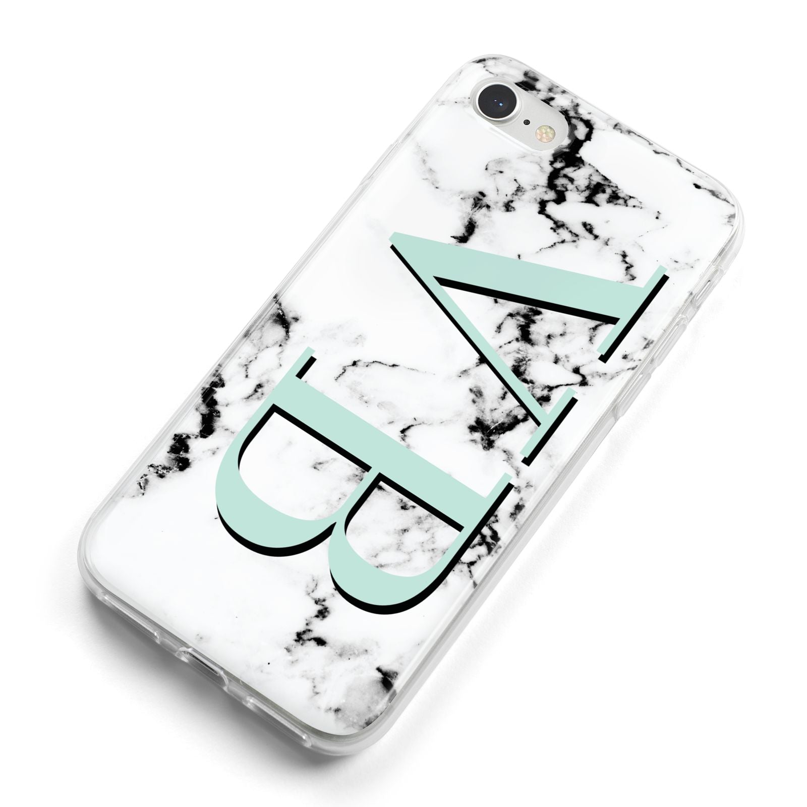 Personalised Mint Big Initials Marble iPhone 8 Bumper Case on Silver iPhone Alternative Image