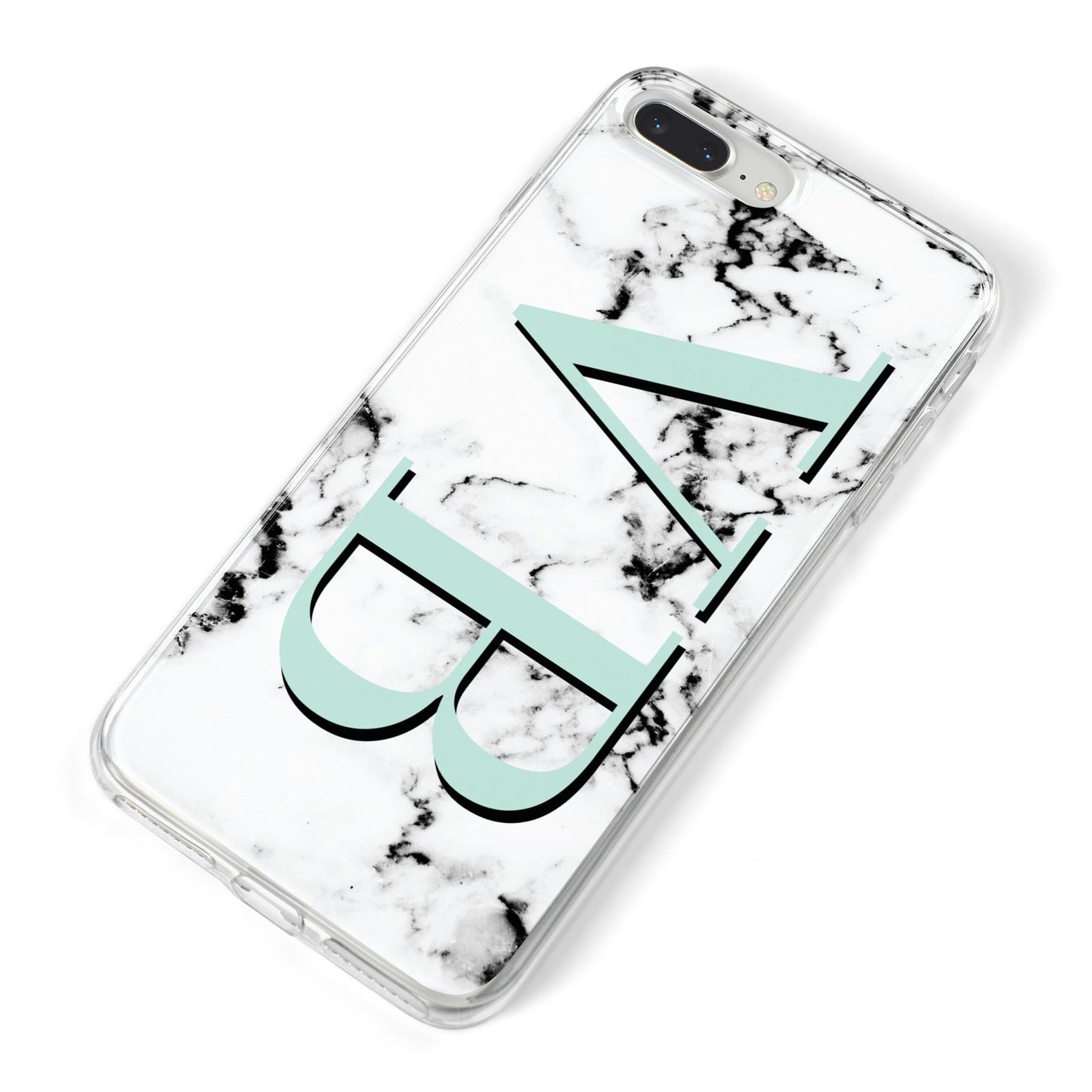 Personalised Mint Big Initials Marble iPhone 8 Plus Bumper Case on Silver iPhone Alternative Image