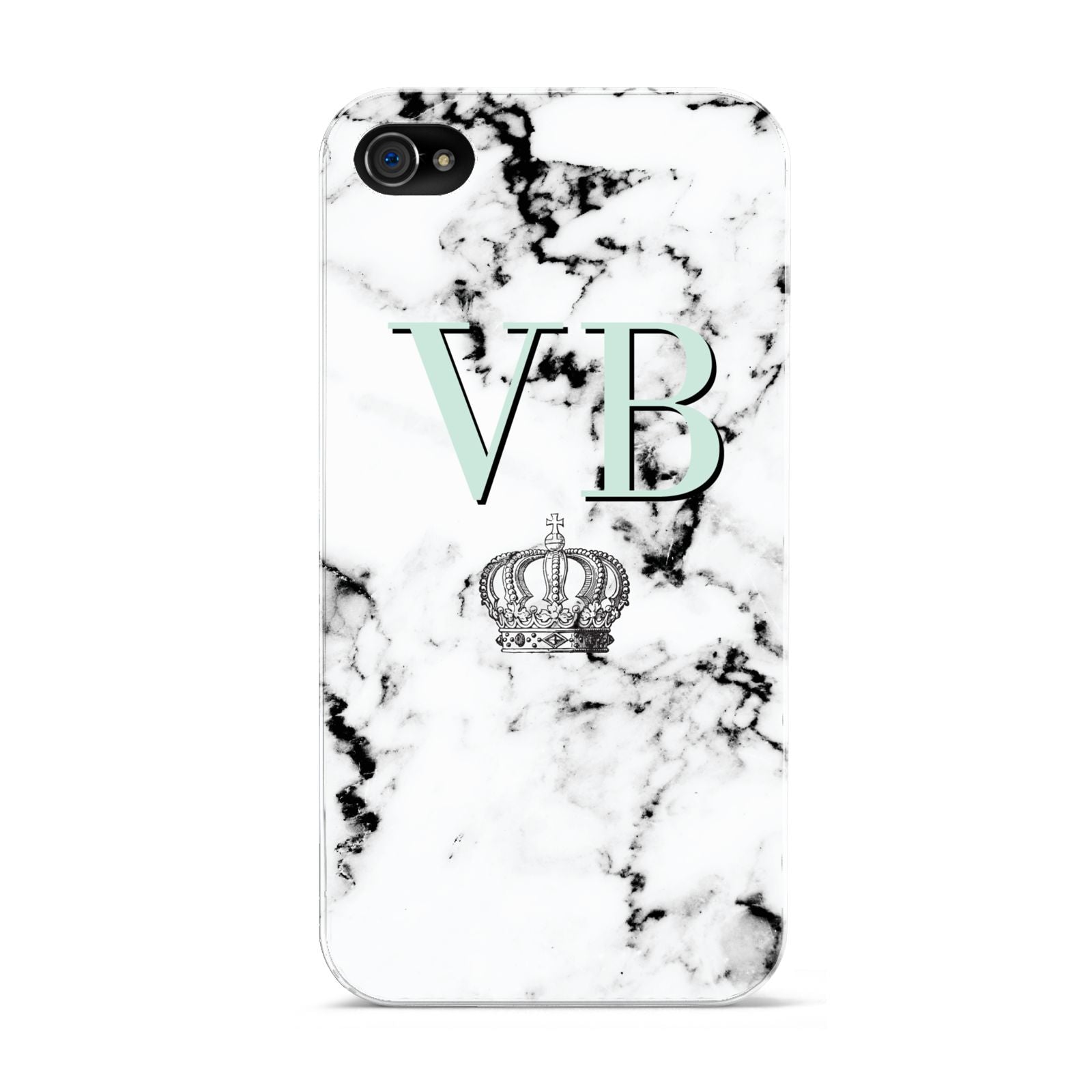 Personalised Mint Crown Initials Marble Apple iPhone 4s Case