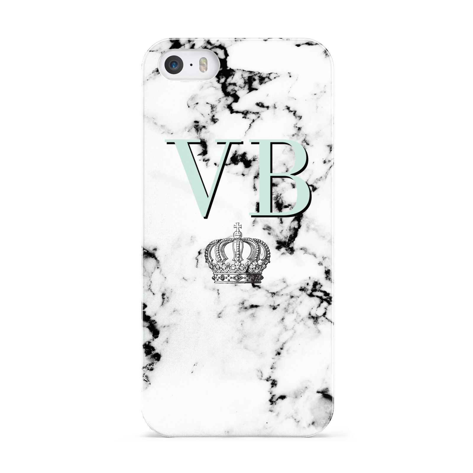 Personalised Mint Crown Initials Marble Apple iPhone 5 Case