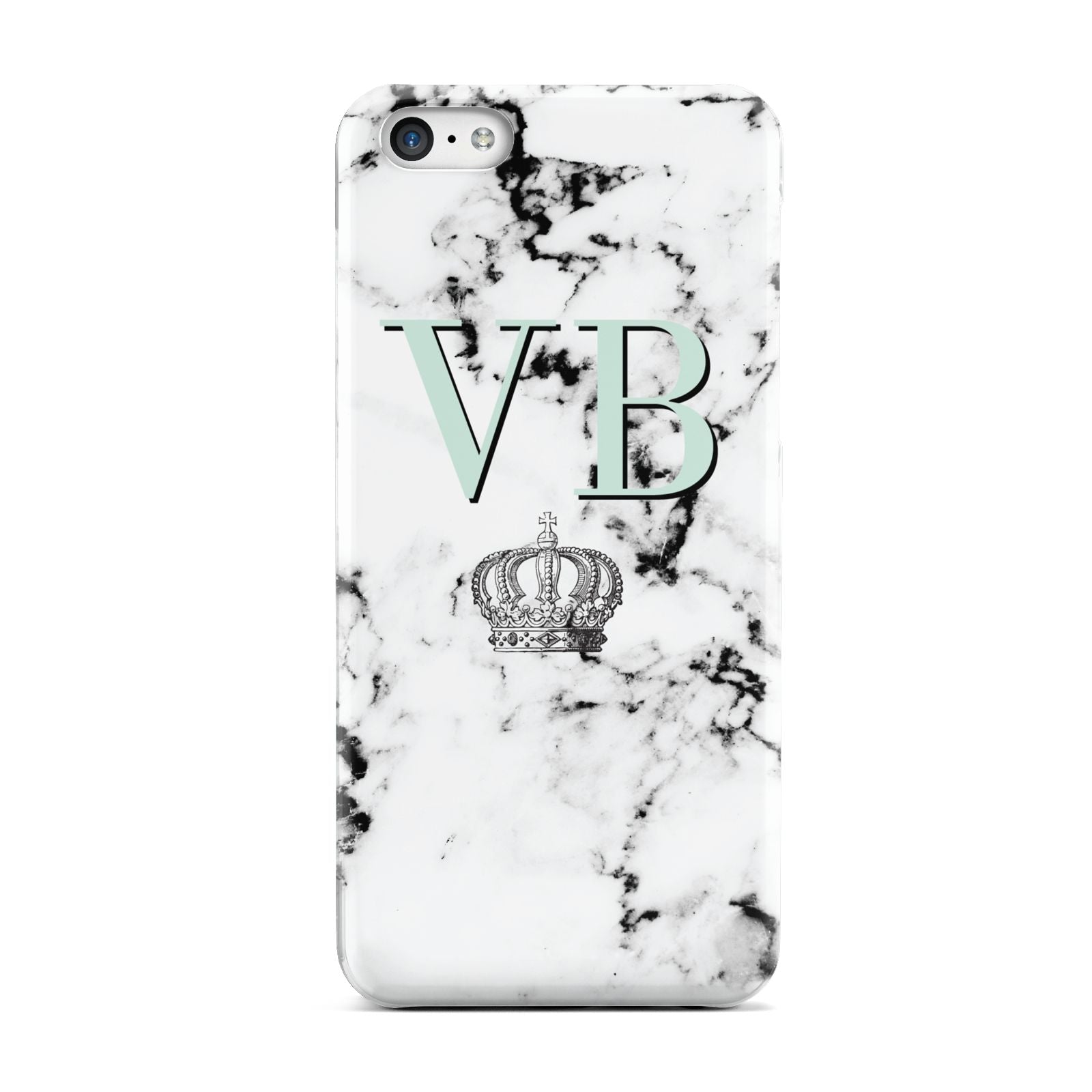 Personalised Mint Crown Initials Marble Apple iPhone 5c Case