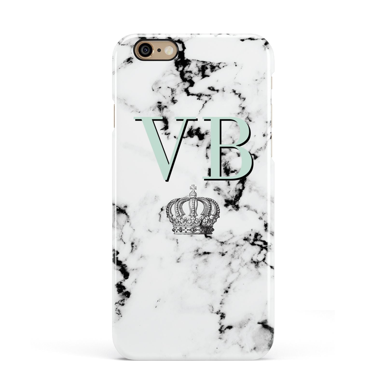 Personalised Mint Crown Initials Marble Apple iPhone 6 3D Snap Case