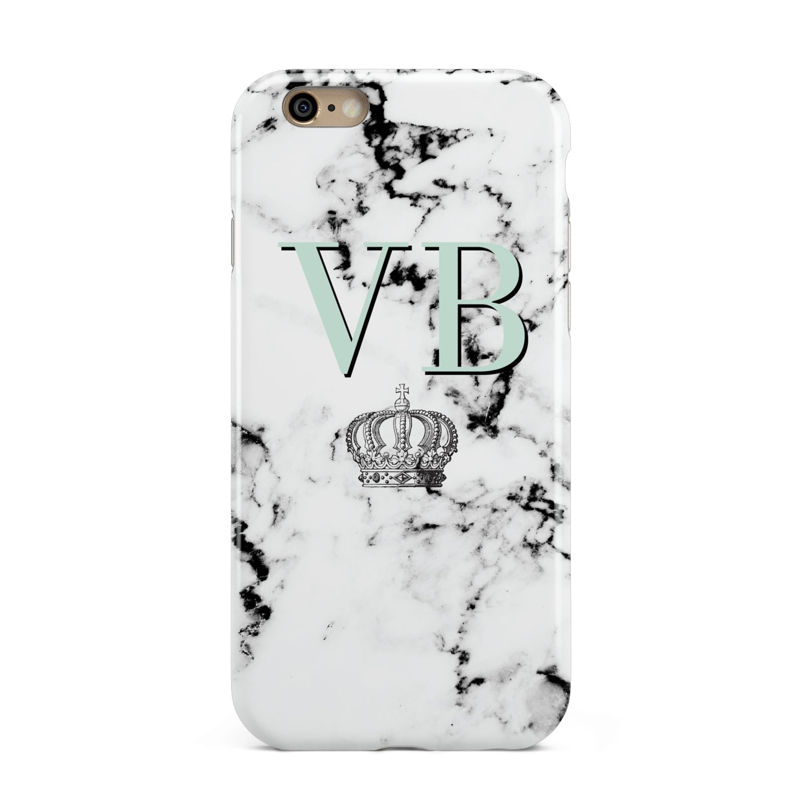 Personalised Mint Crown Initials Marble Apple iPhone 6 3D Tough Case