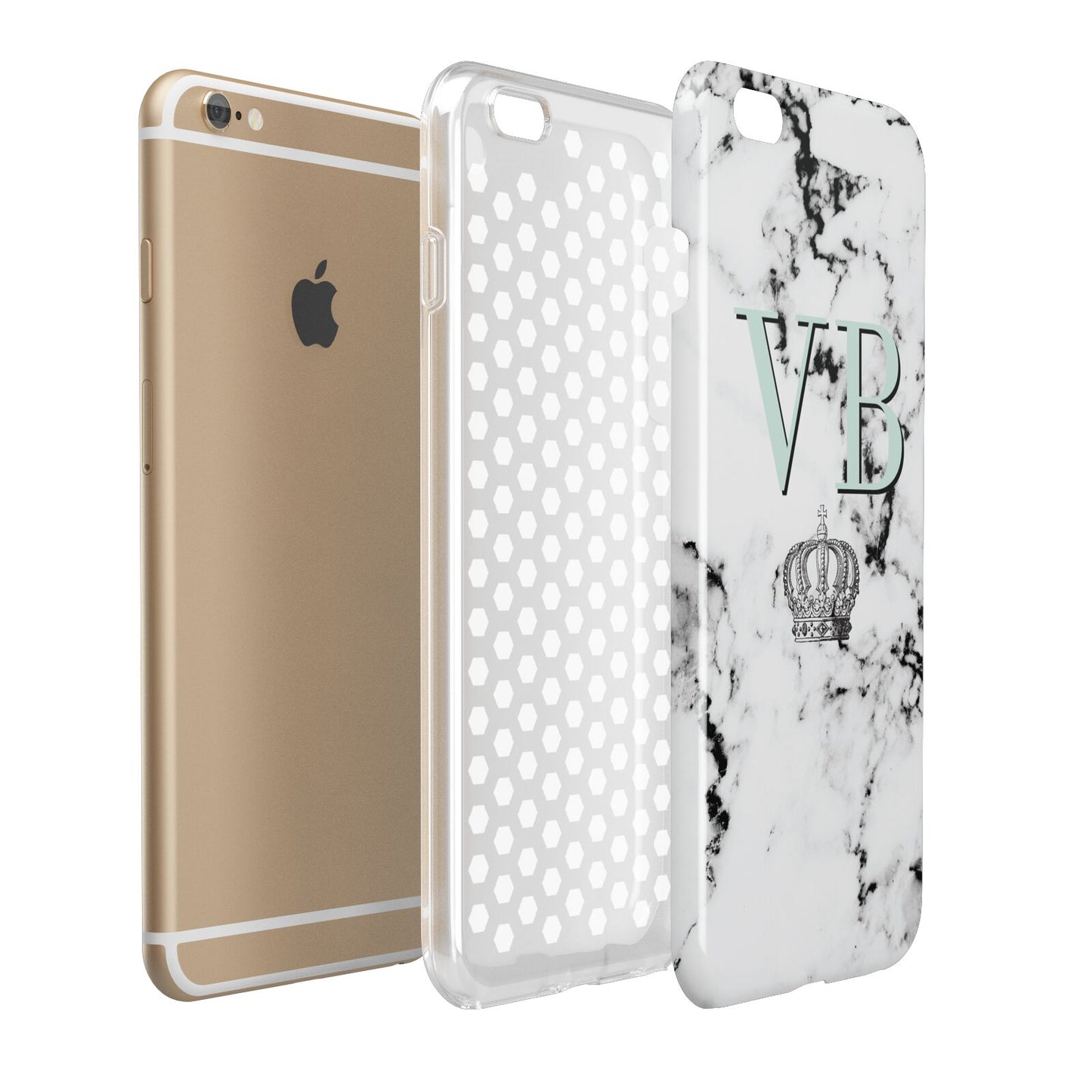 Personalised Mint Crown Initials Marble Apple iPhone 6 Plus 3D Tough Case Expand Detail Image