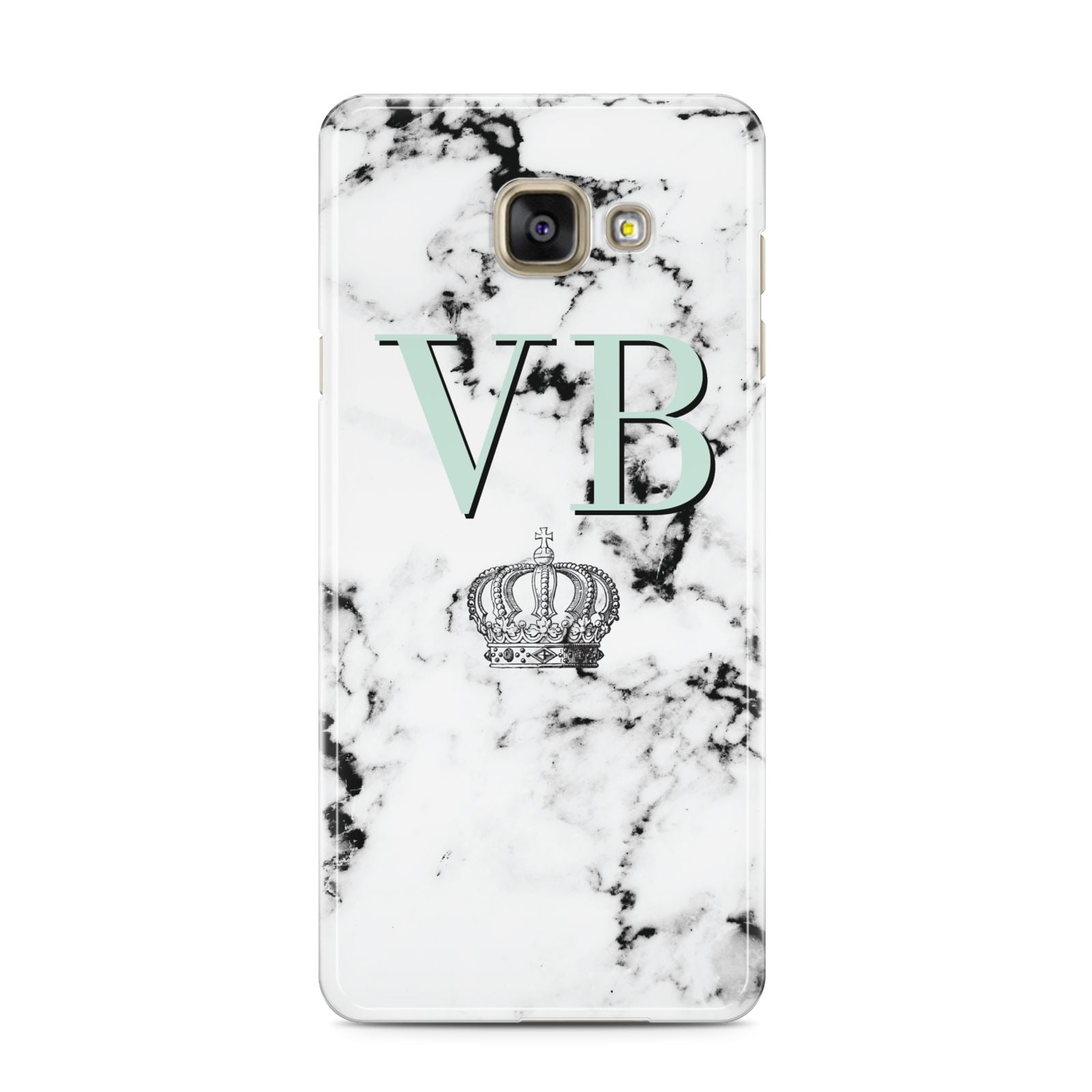 Personalised Mint Crown Initials Marble Samsung Galaxy A3 2016 Case on gold phone