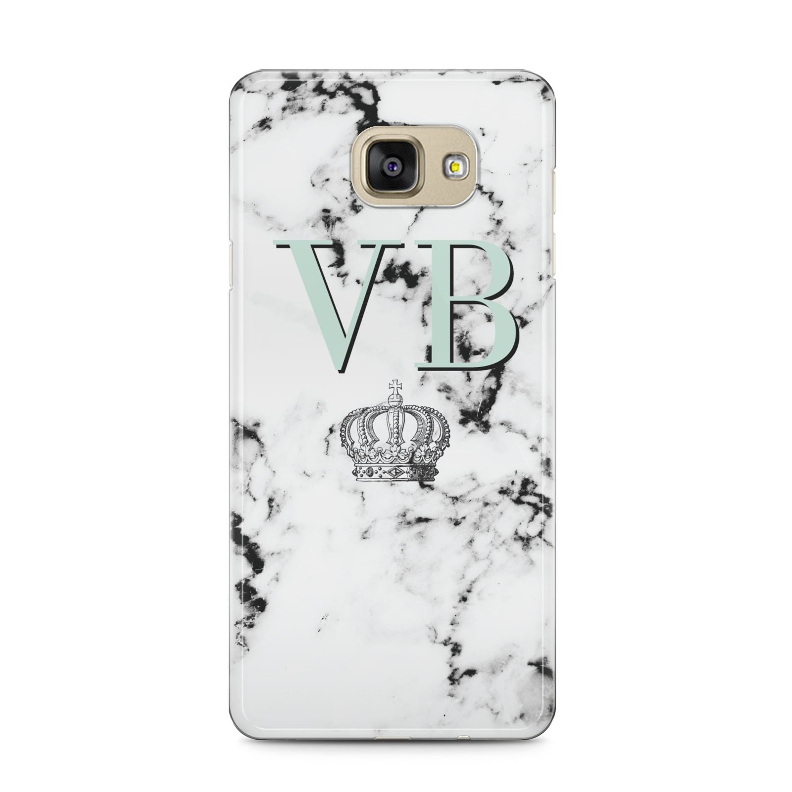 Personalised Mint Crown Initials Marble Samsung Galaxy A5 2016 Case on gold phone