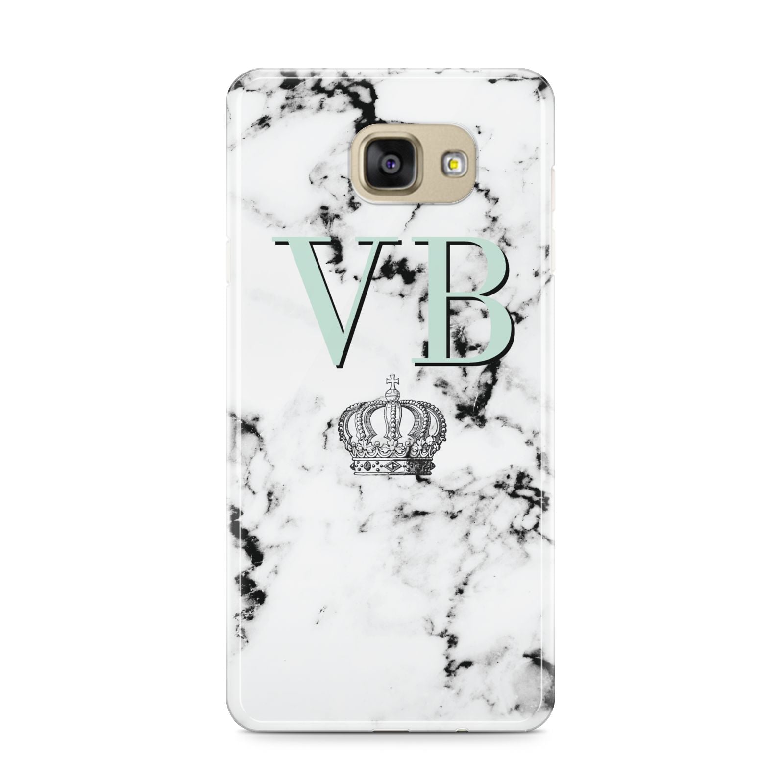 Personalised Mint Crown Initials Marble Samsung Galaxy A9 2016 Case on gold phone