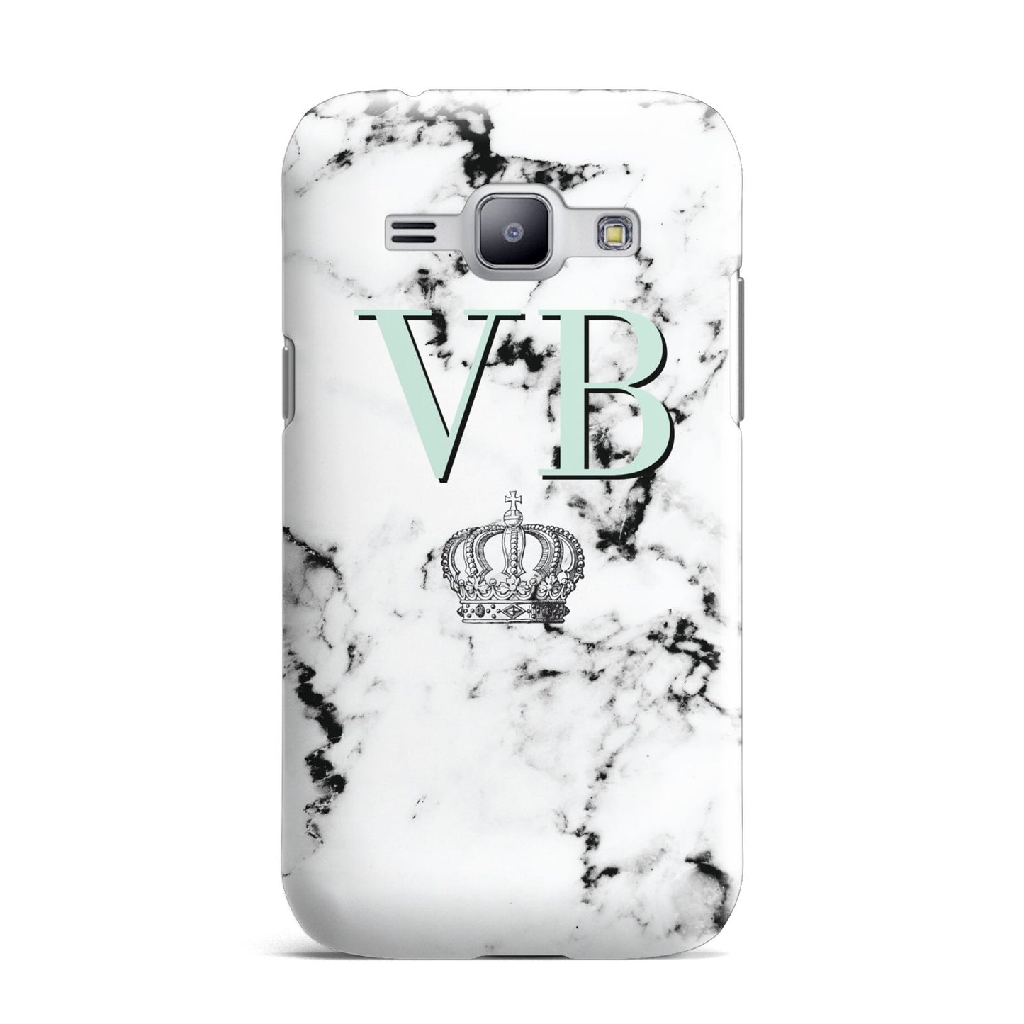 Personalised Mint Crown Initials Marble Samsung Galaxy J1 2015 Case