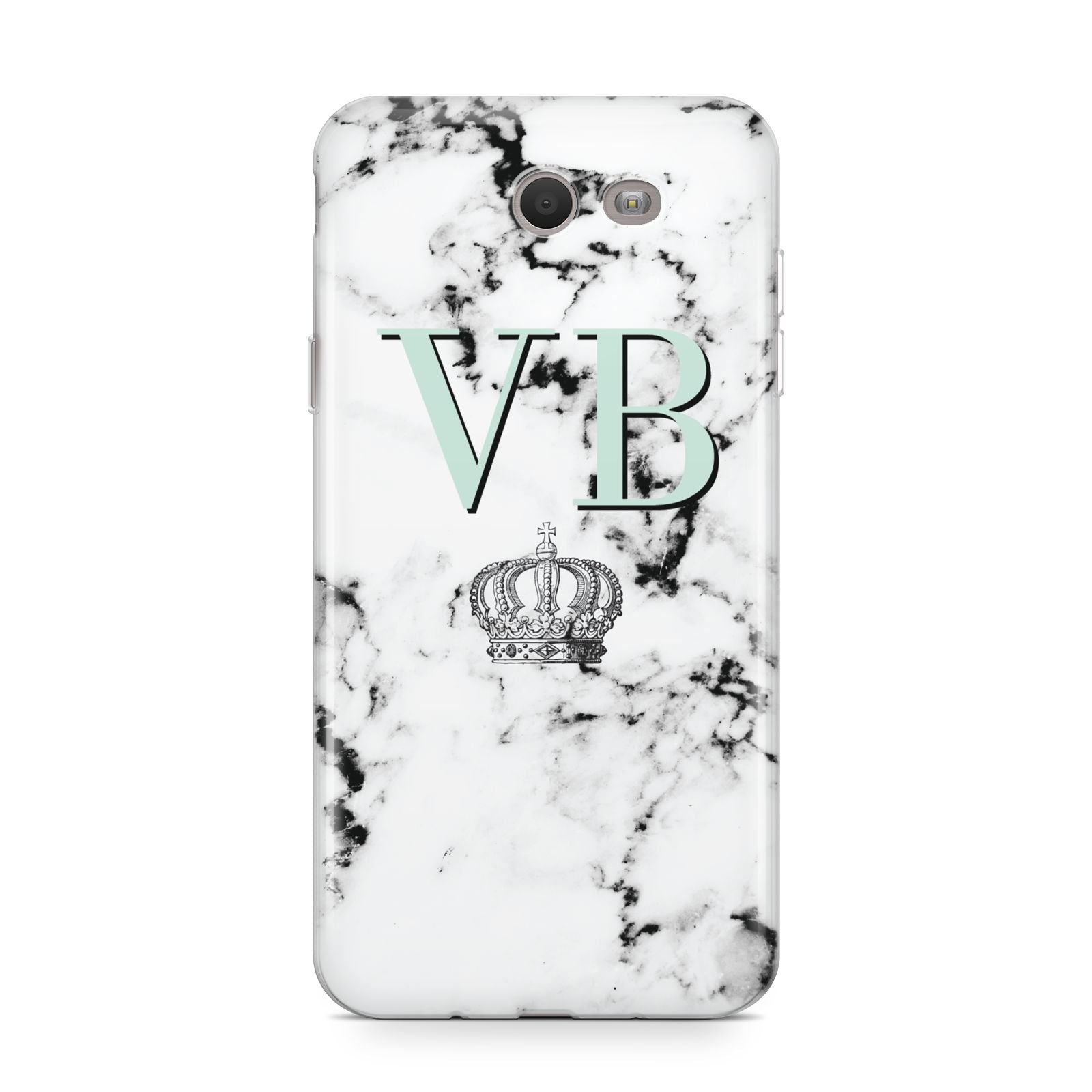 Personalised Mint Crown Initials Marble Samsung Galaxy J7 2017 Case