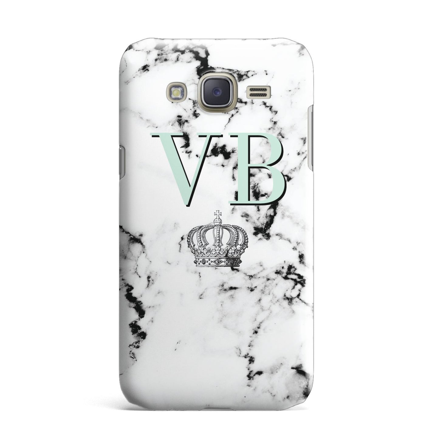 Personalised Mint Crown Initials Marble Samsung Galaxy J7 Case