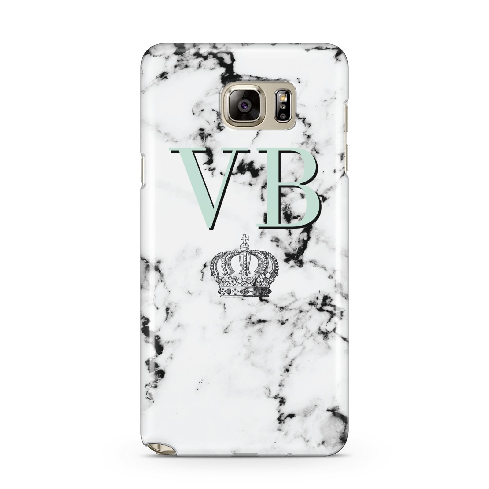 Personalised Mint Crown Initials Marble Samsung Galaxy Note 5 Case