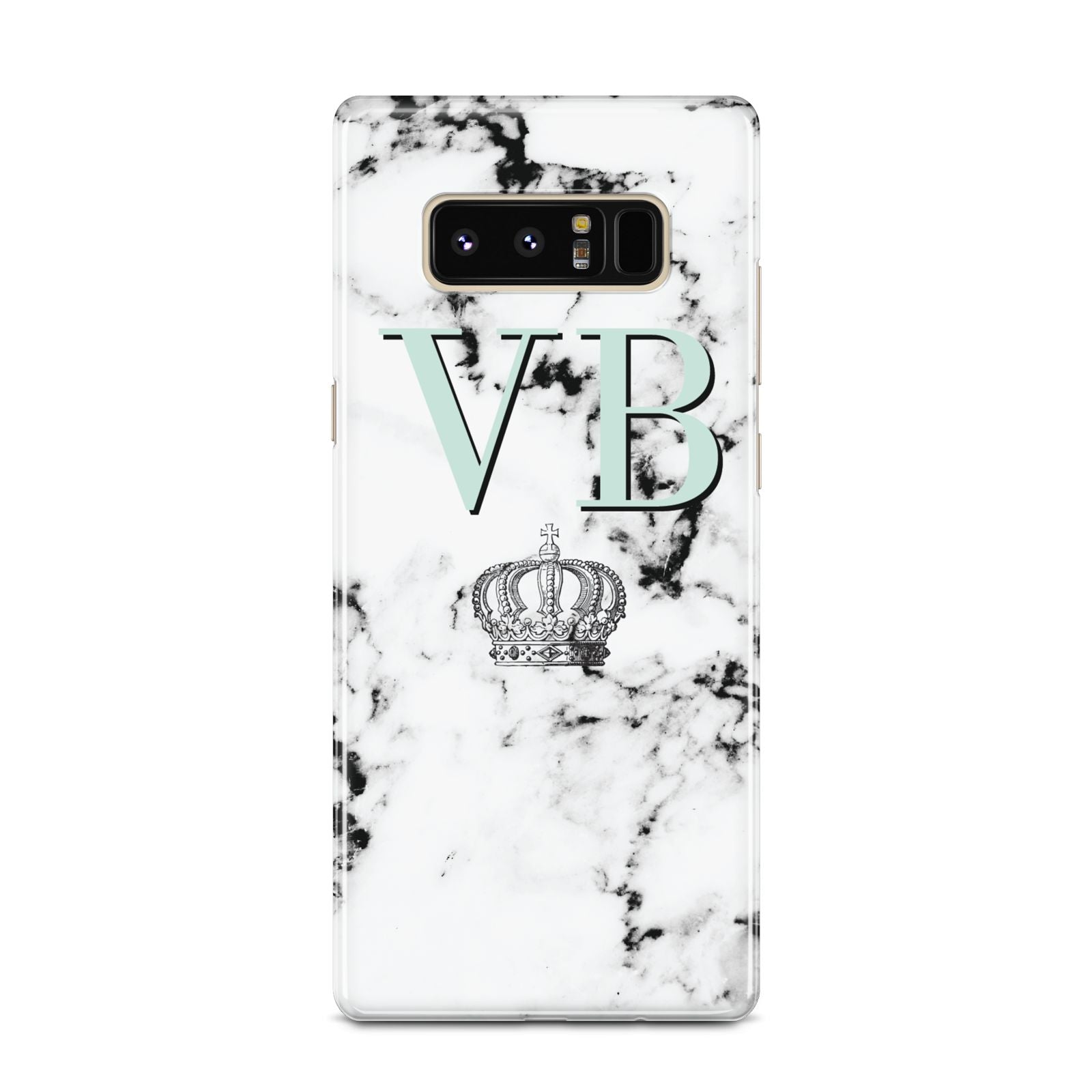 Personalised Mint Crown Initials Marble Samsung Galaxy Note 8 Case