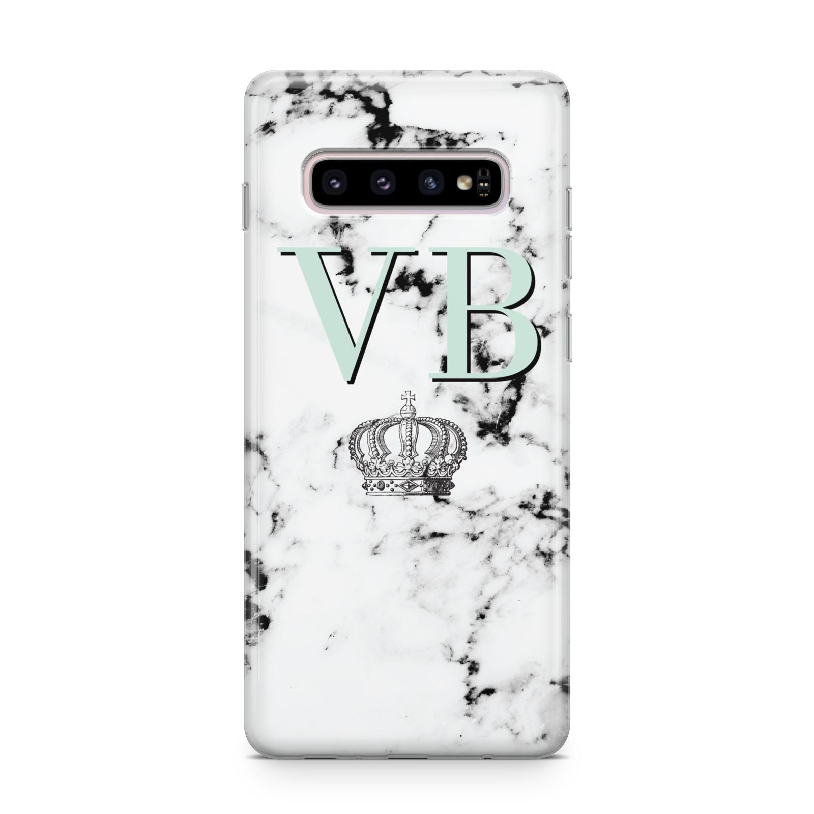 Personalised Mint Crown Initials Marble Samsung Galaxy S10 Plus Case