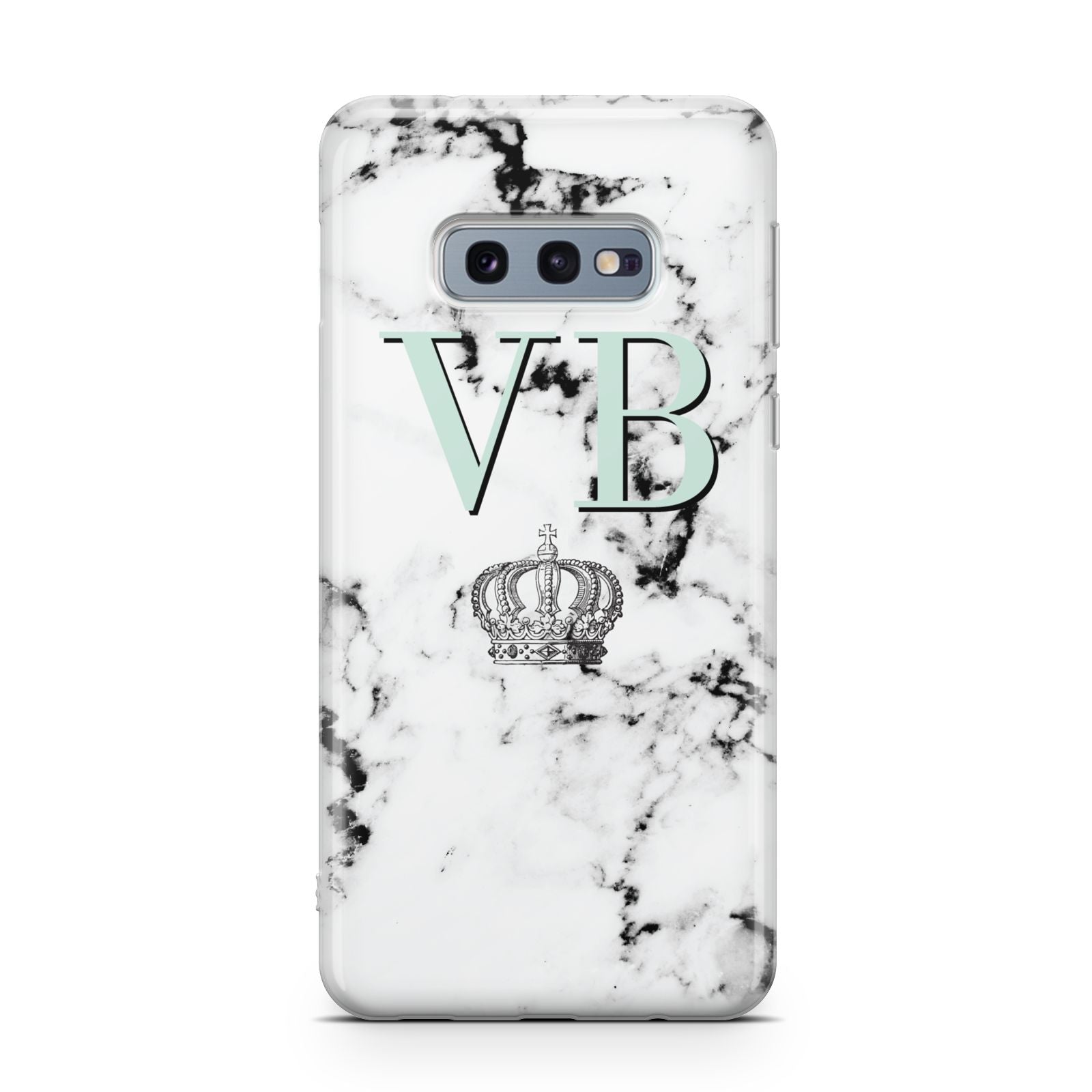 Personalised Mint Crown Initials Marble Samsung Galaxy S10E Case