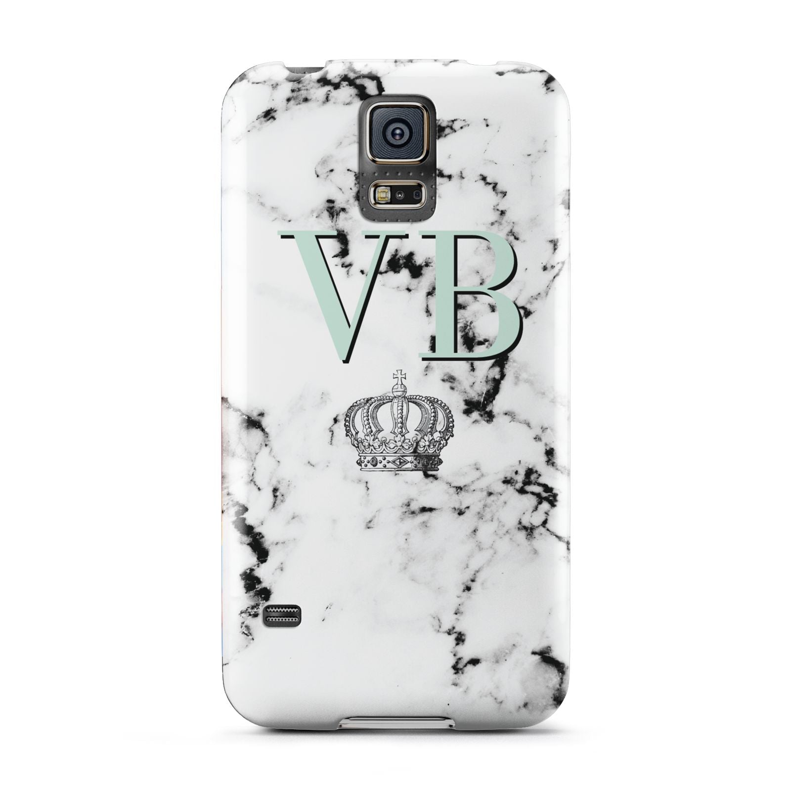 Personalised Mint Crown Initials Marble Samsung Galaxy S5 Case