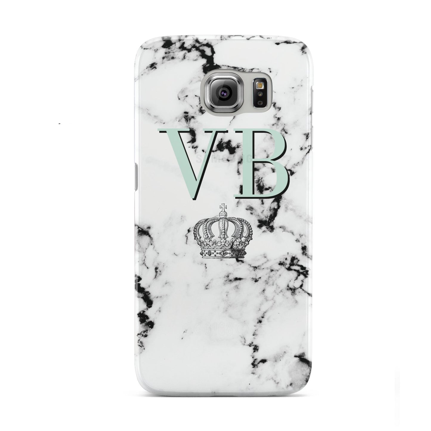 Personalised Mint Crown Initials Marble Samsung Galaxy S6 Case