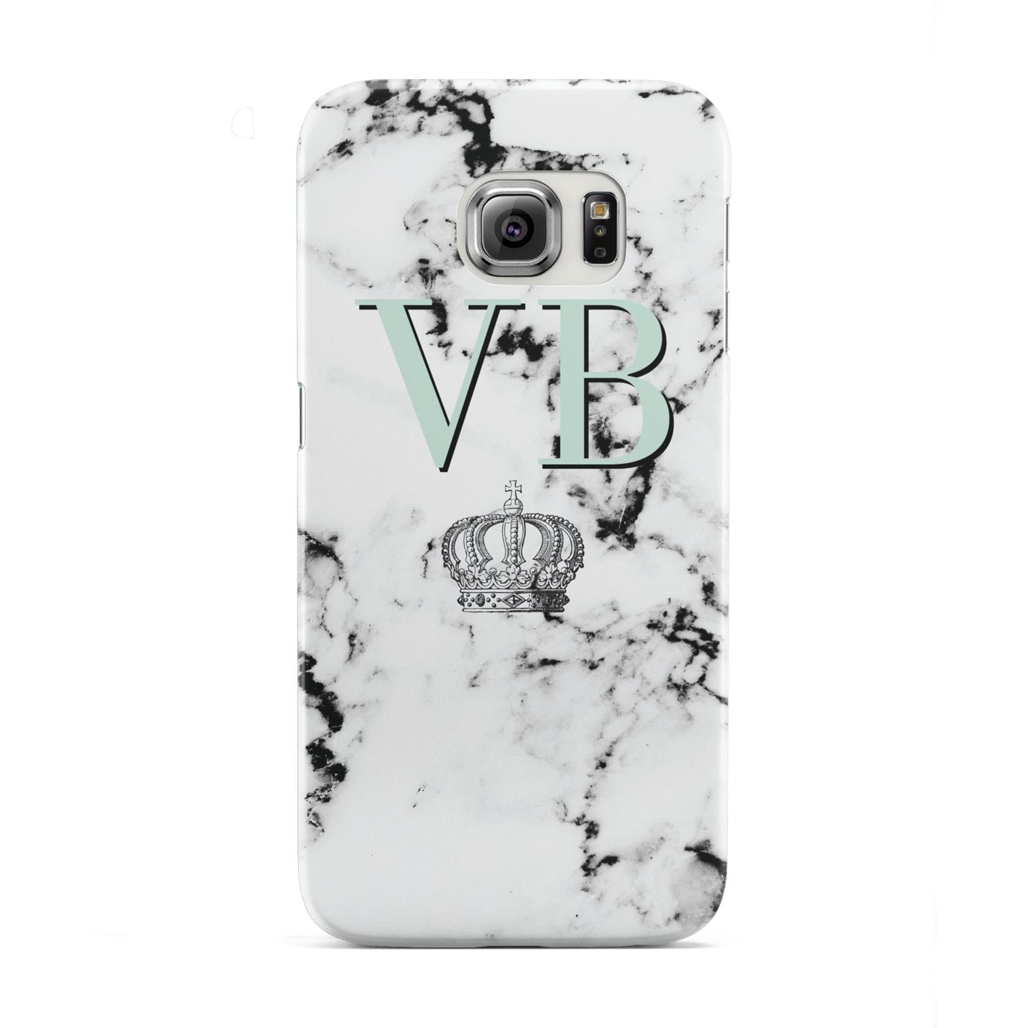 Personalised Mint Crown Initials Marble Samsung Galaxy S6 Edge Case