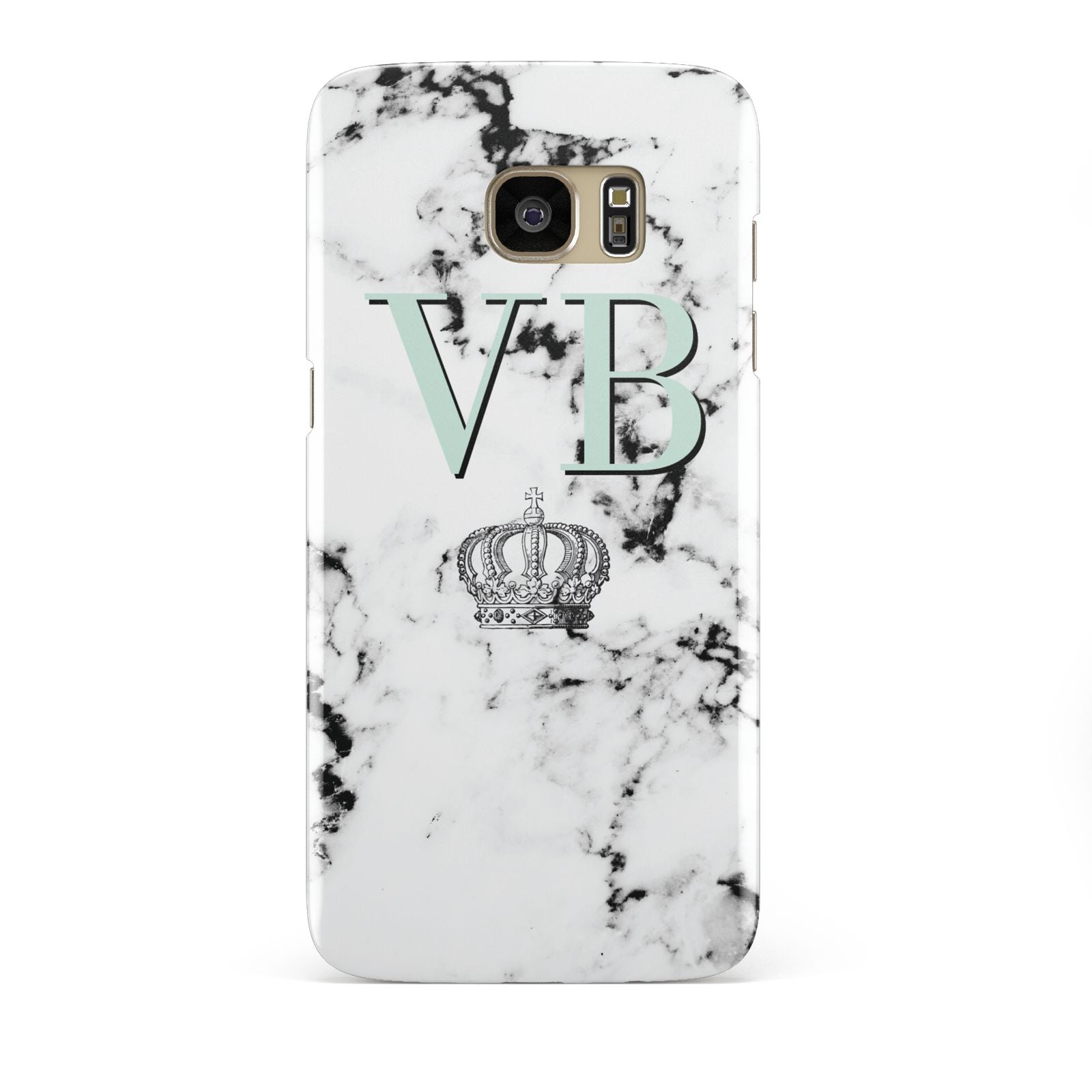 Personalised Mint Crown Initials Marble Samsung Galaxy S7 Edge Case