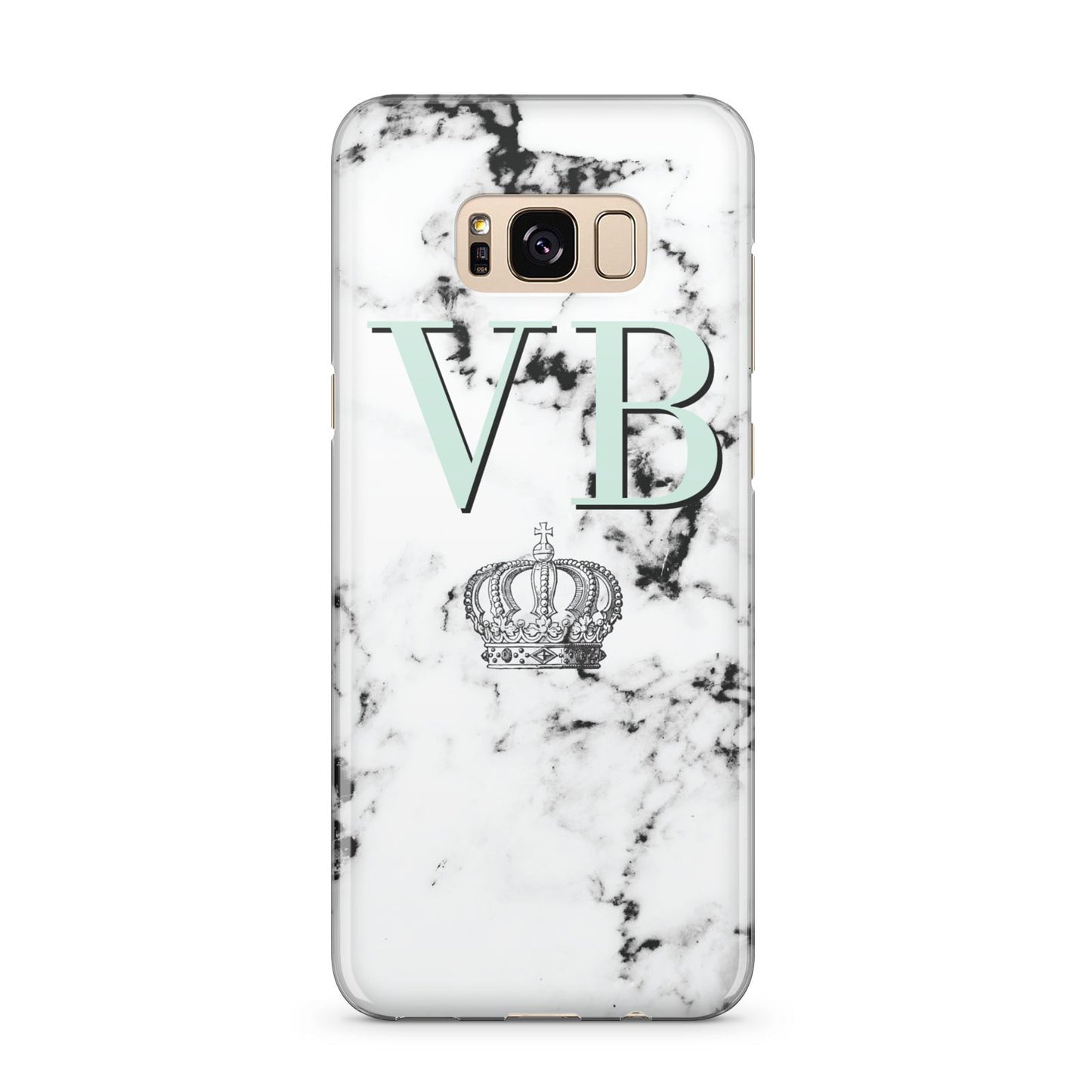 Personalised Mint Crown Initials Marble Samsung Galaxy S8 Plus Case