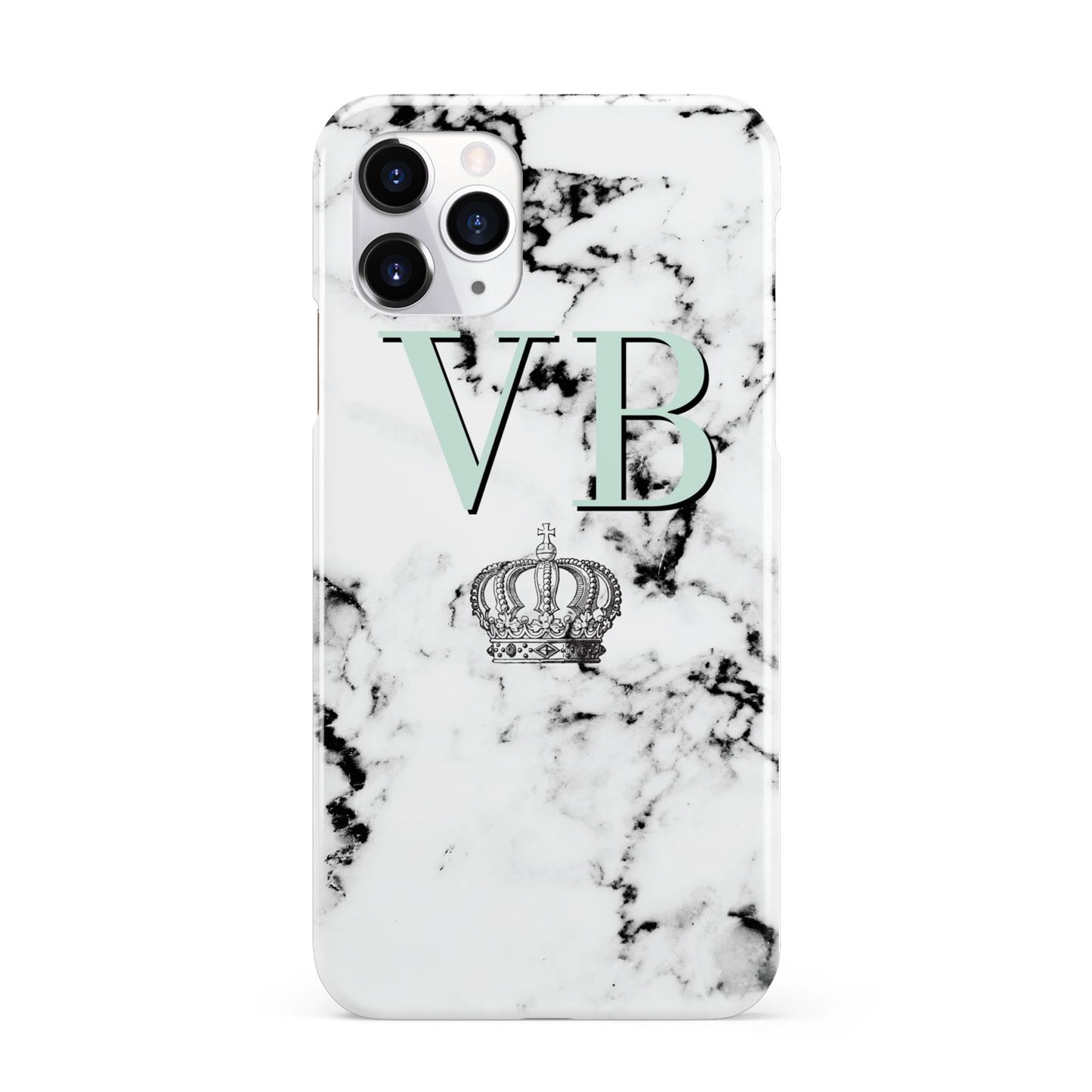 Personalised Mint Crown Initials Marble iPhone 11 Pro 3D Snap Case